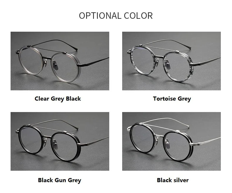 Aimee Unisex Full Rim Round Double Bridge Titanium Eyeglasses 91032 - Lightweight Durable Frame for Men & Women - Perfect for Reading, Working & Daily Wear