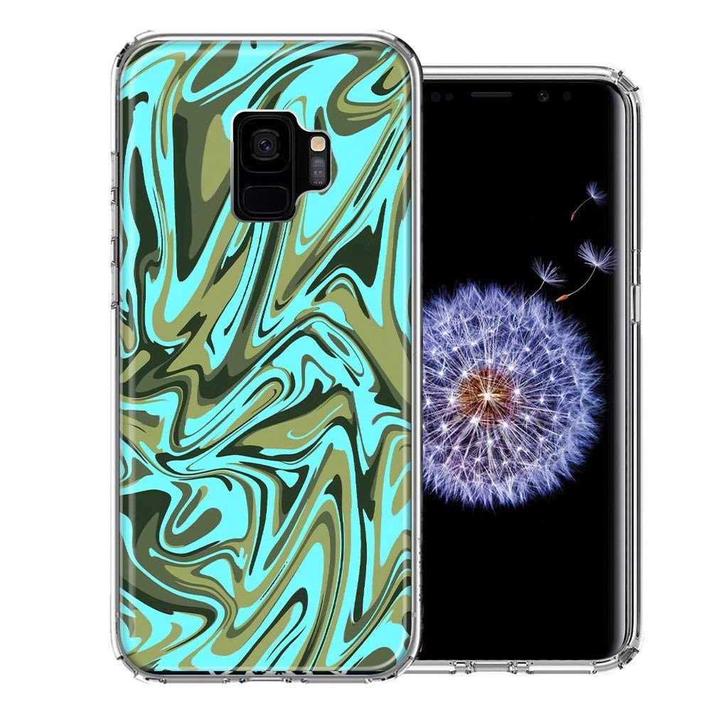 Samsung Galaxy S9 Case - Blue Green Abstract Design Dual Layer Protective Phone Cover for Shock Absorption | Perfect for Work, Travel & Outdoor Activities