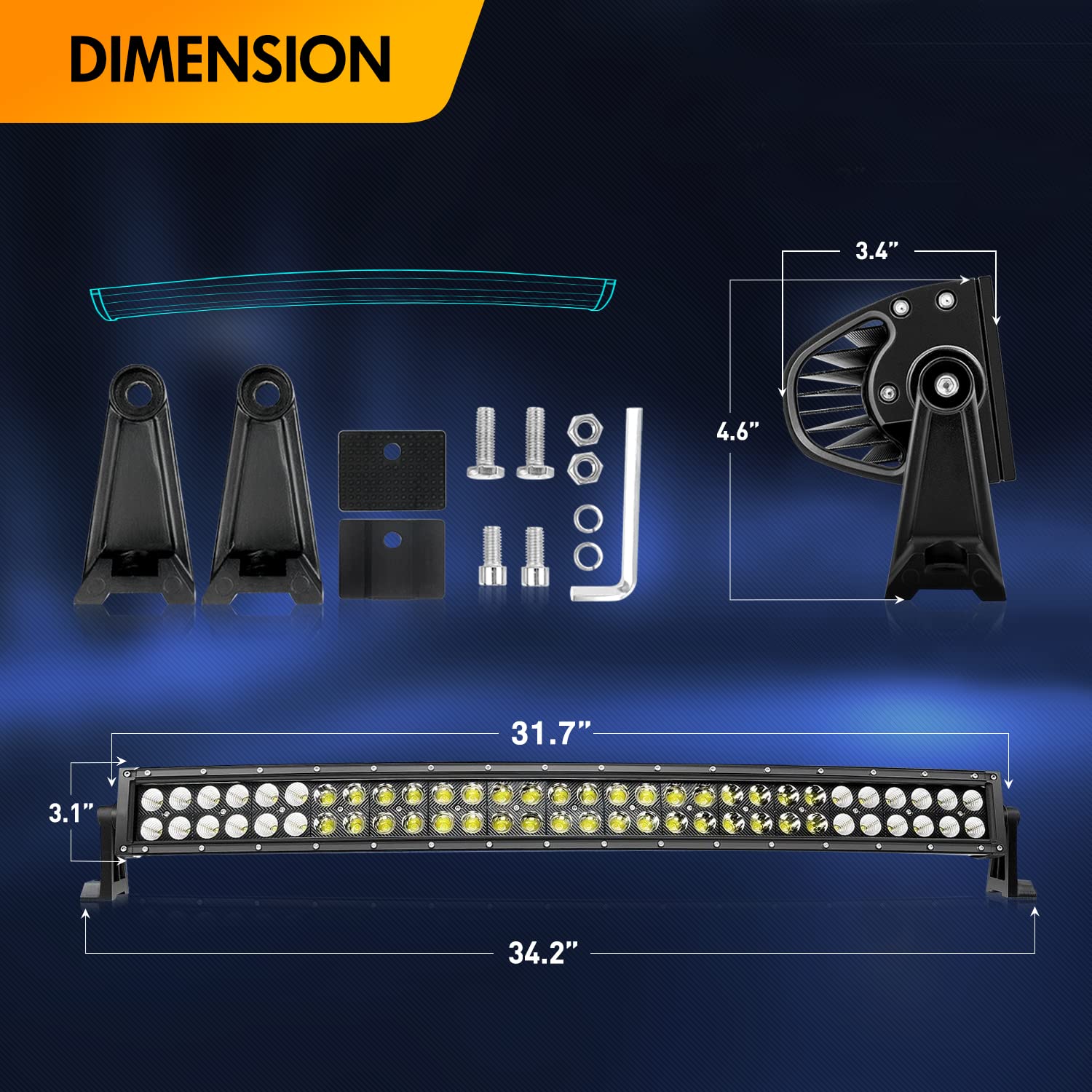 GOOACC 32-Inch 180W Curved LED Light Bar for Trucks - Off Road Driving Lights with Flood Spot Combo Beam, Heavy Duty 12V 5-Pin Rocker Switch & Wiring Harness Kit - Perfect for Night Off-Roading, Work Lighting & Truck Accessories - 2 Year Warranty