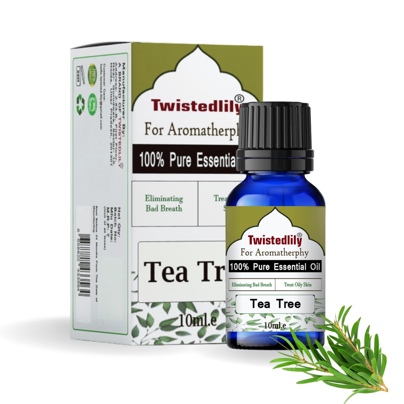 100% Pure Tea Tree Essential Oil 10ml - Natural Undiluted for Hair Care, Aromatherapy & Diffusers | Skin Soothing & Home Fragrance | Pack of 1