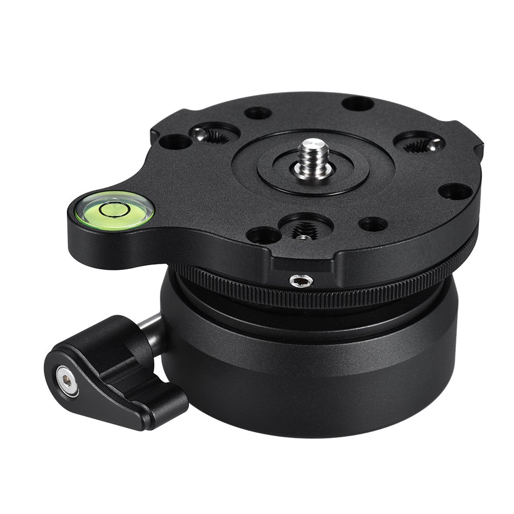 Professional Andoer Tripod Leveling Base with Offset Bubble Level - Compatible with Canon, Nikon DSLR Cameras - Fits 1/4inch & 3/8inch Tripods & Monopods - Perfect for Landscape, Architectural & Studio Photography