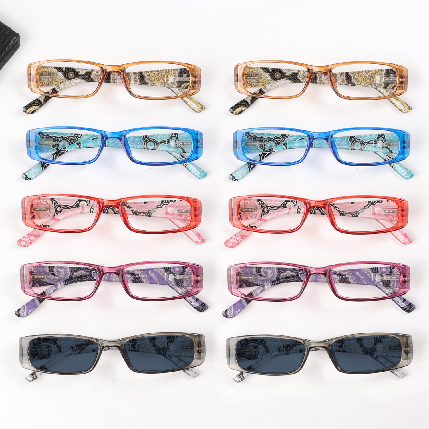 10 Pack Reading Glasses for Women & Men - Comfortable Spring Hinge Readers (+1.0 to +3.5 Strength) - Perfect for Reading, Crafts & Computer Work
