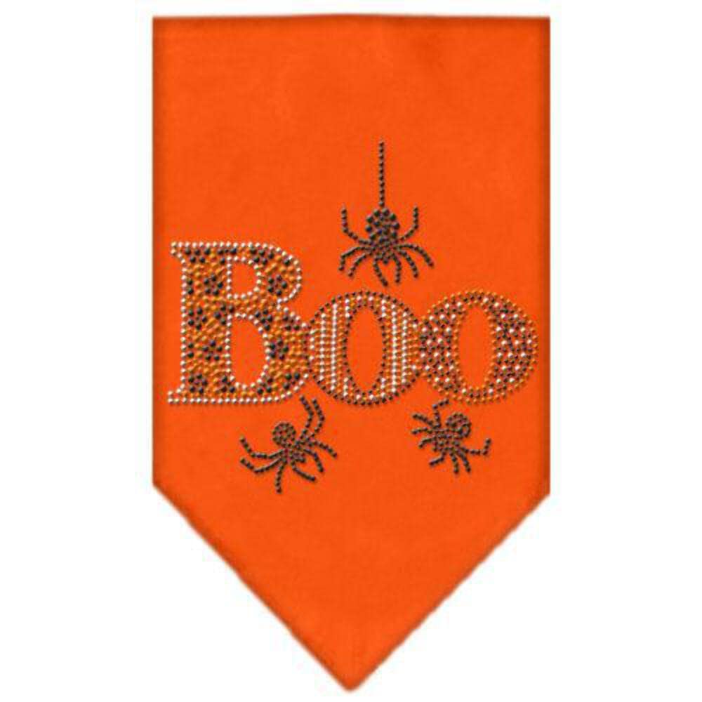 Mirage Pet Products Boo Rhinestone Dog Bandana - Orange, Large Size for Dogs - Perfect for Halloween, Parties & Special Occasions