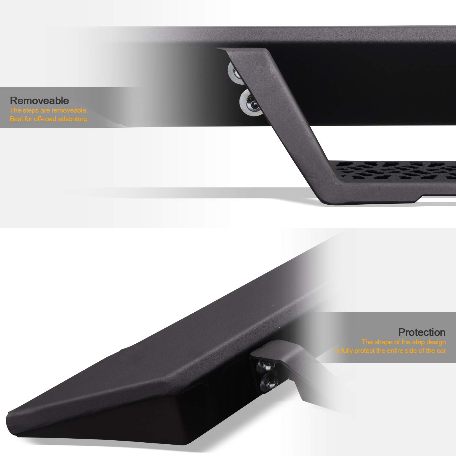733469494423 Compatible Matte Black Running Boards for 2007-2018 Chevy Silverado & GMC Sierra / 2019 LD Limited Double Cab - Heavy Duty Drop Step Side Nerf Bars - Perfect for Off-Roading, Truck Accessories & Enhanced Vehicle Entry/Exit