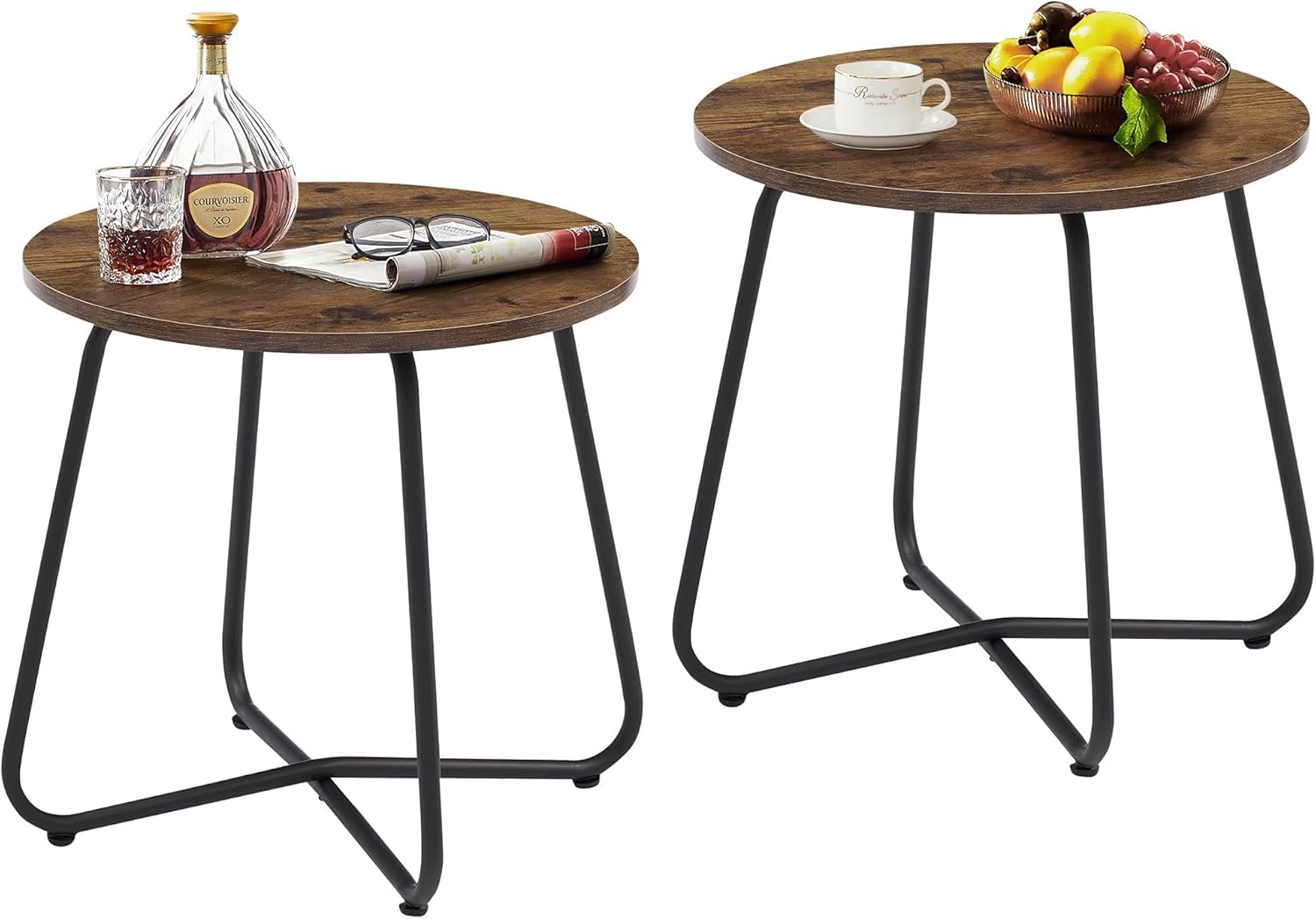 VECELO Small Round Outdoor Side Table - Rust-Resistant Metal Snack Table for Patio, Garden, Balcony, Yard & Living Room - Perfect for Drinks, Snacks & Relaxing Outdoors
