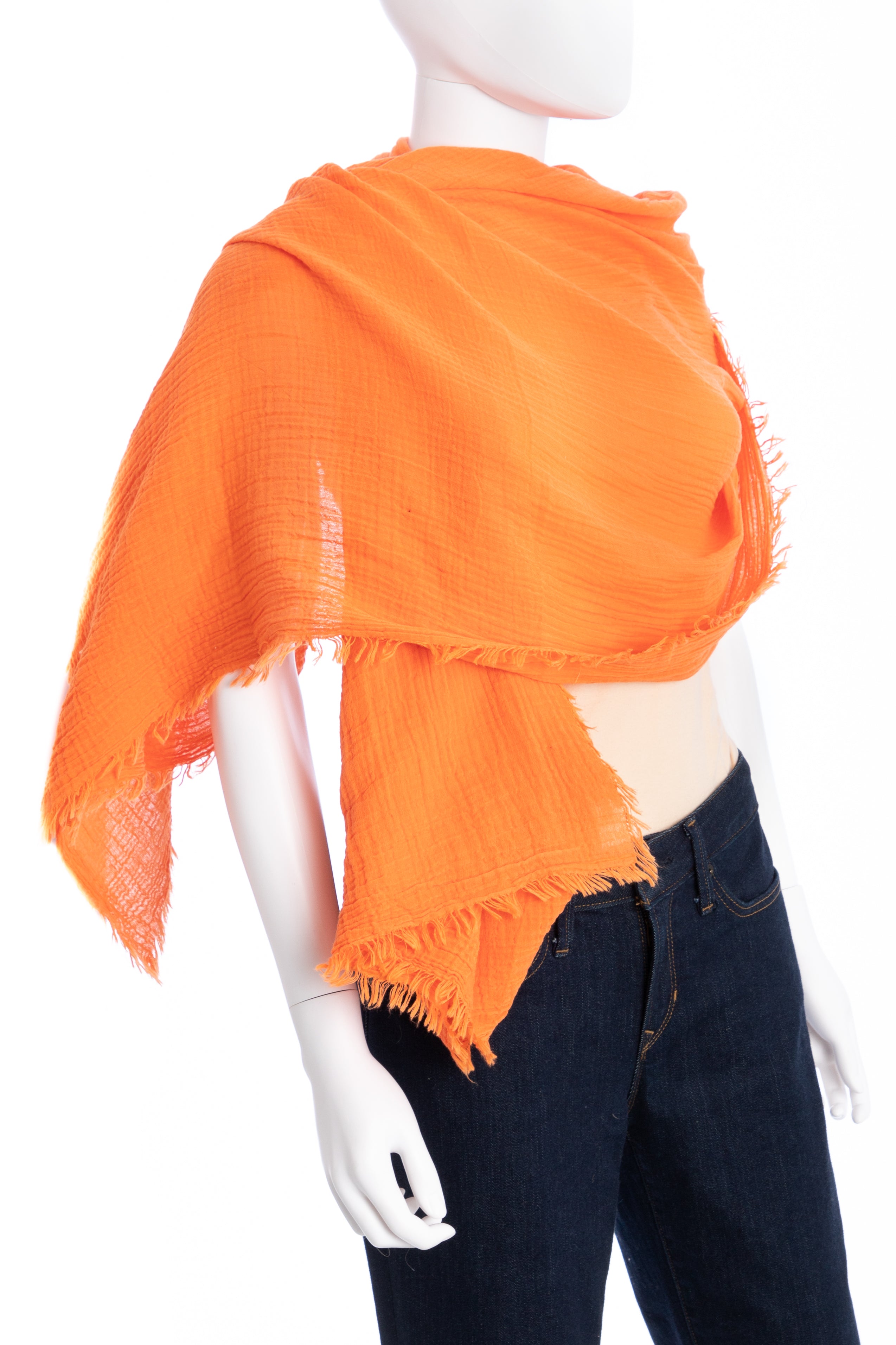 Premium Solid Cotton Fringed Scarf - Soft & Lightweight Winter Shawl for Women - Perfect for Cold Weather, Office Wear & Outdoor Activities