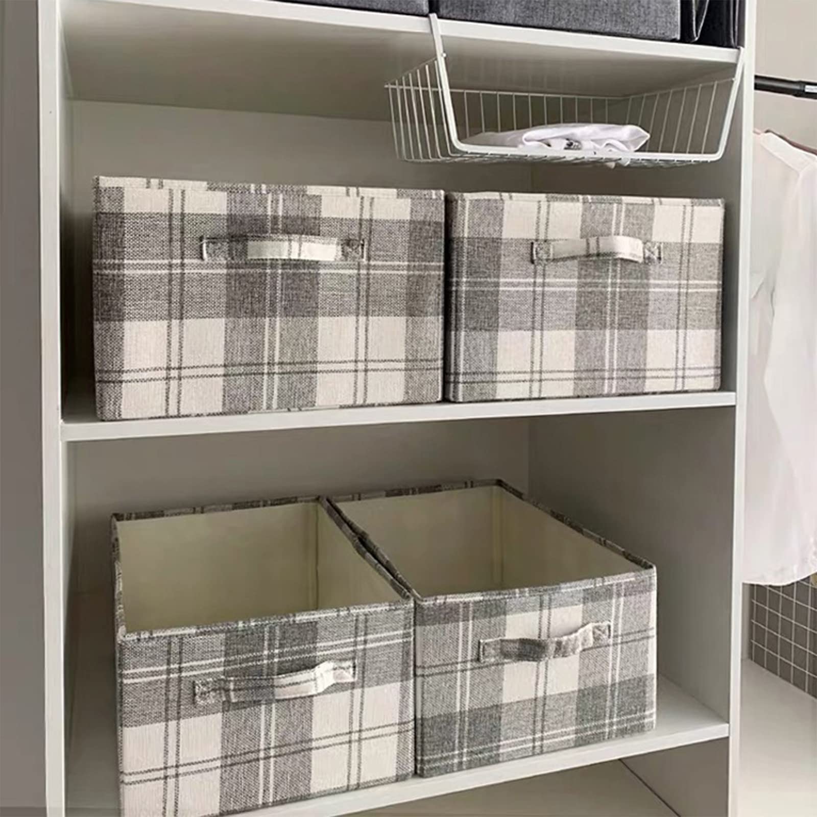 ANMINY 2-Pack Extra Large Foldable Fabric Storage Baskets with Handles - Light Gray Closet Organizer Bins for Shelves, Laundry, Clothes & Blankets | Perfect for Bedroom, Nursery & Home Organization