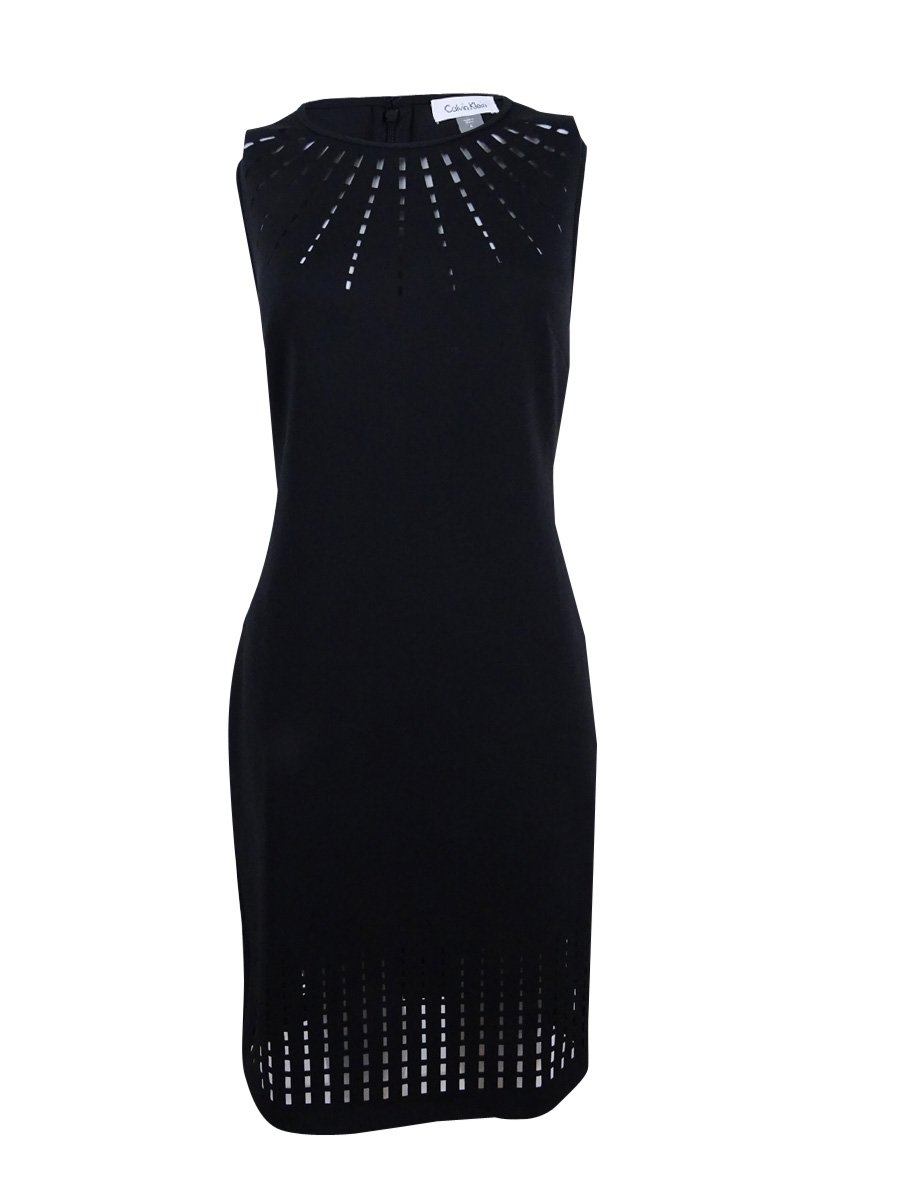 Calvin Klein Women's Laser-Cut Sheath Dress - Size 8, Black | Slim Fit Formal Dress for Office, Cocktail Parties & Evening Events