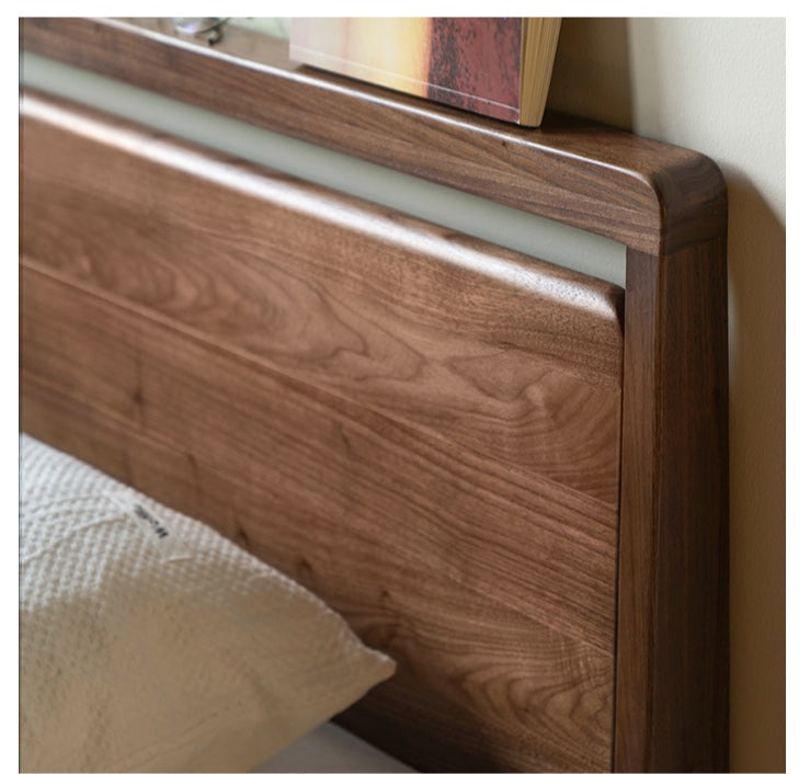 Premium Black Walnut Solid Wood Bed Frame - Queen Size, Natural Wood Grain, Sturdy & Durable - Perfect for Master Bedroom, Guest Room & Modern Farmhouse Decor