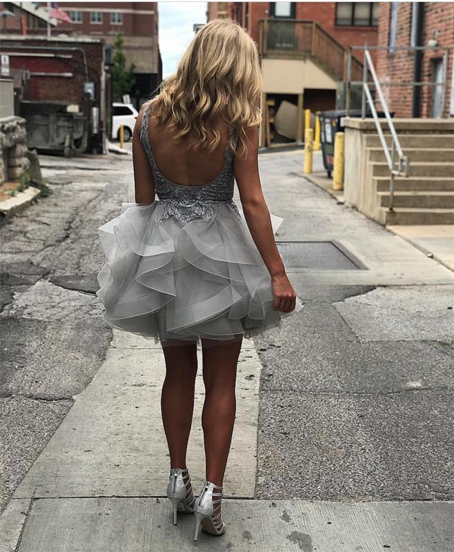 Elegant Lace Appliques Organza Ruffles Homecoming Dresses Short - Perfect for Prom, Party, and Special Occasions