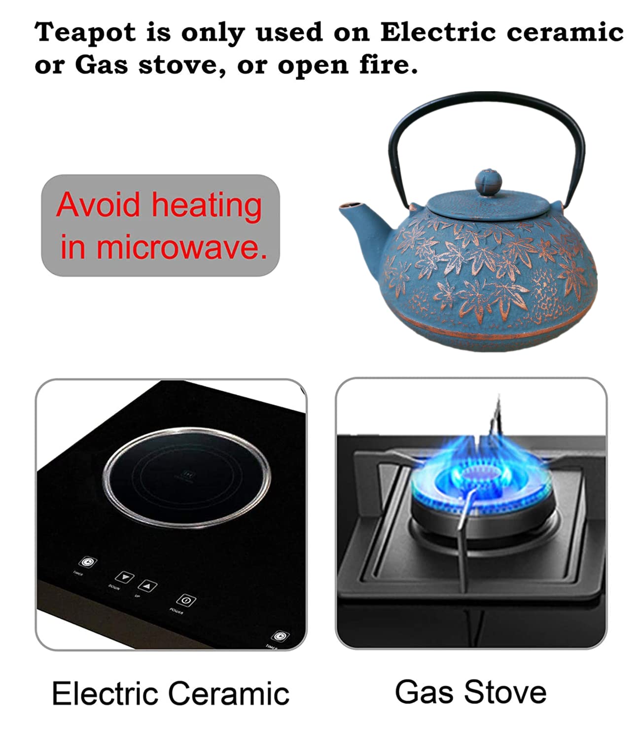 Premium 40 oz Japanese Cast Iron Teapot Set with Stainless Steel Infuser & Trivet - Traditional Asian Loose Leaf Tea Kettle with 2 Matching Cups (Blue) - Perfect for Home Tea Ceremonies, Gift Giving & Relaxing Afternoons