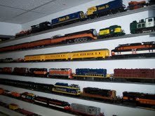 Set of 2 Model Train Display Shelves - 8 Feet Total Railroad Storage for O Scale/Gauge - Perfect for Train Collections & Basement Layouts
