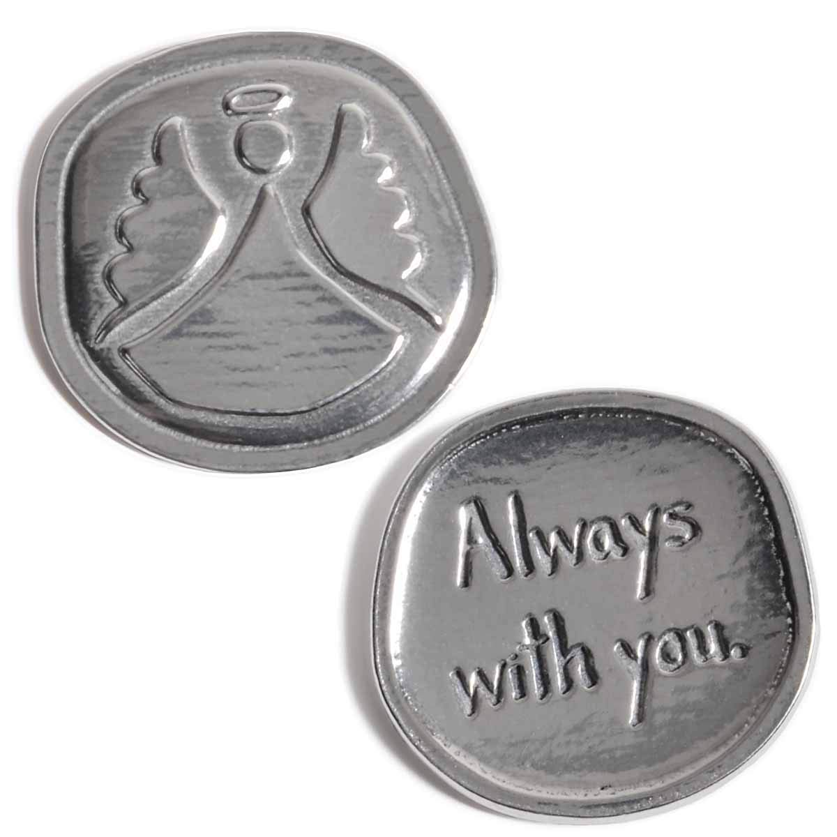 Bulk Pack of 25 Crosby & Taylor Angel Always with You Lead-Free American Pewter Sentiment Coins - Memorial Gifts, Keepsakes, Sympathy Tokens for Funerals, Remembrance & Comfort