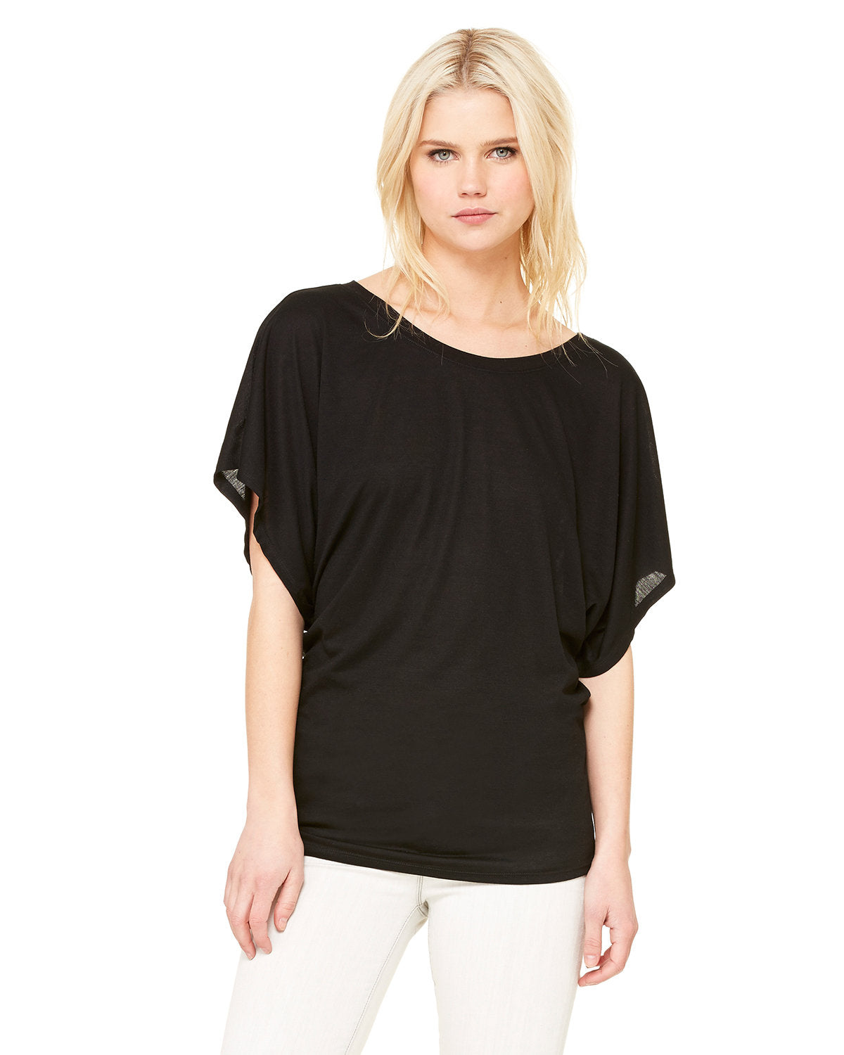 Bella + Canvas 8821 Women's Flowy Draped Sleeve Dolman T-Shirt - Soft & Comfortable Casual Tee for Everyday Wear, Yoga, and Outfits