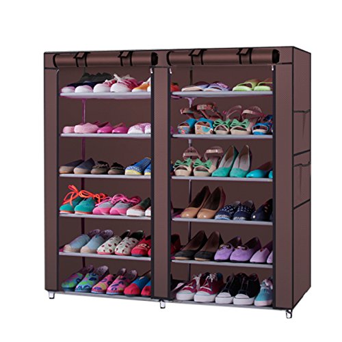 Ochine 6-Tier Double Row Shoe Rack Organizer - Stackable Storage Cabinet for 36 Pairs of Shoes with Nonwoven Fabric Cover - Portable Shoe Shelf for Closet, Living Room, Bedroom & Hallway | Perfect for Small Spaces & Shoe Organization