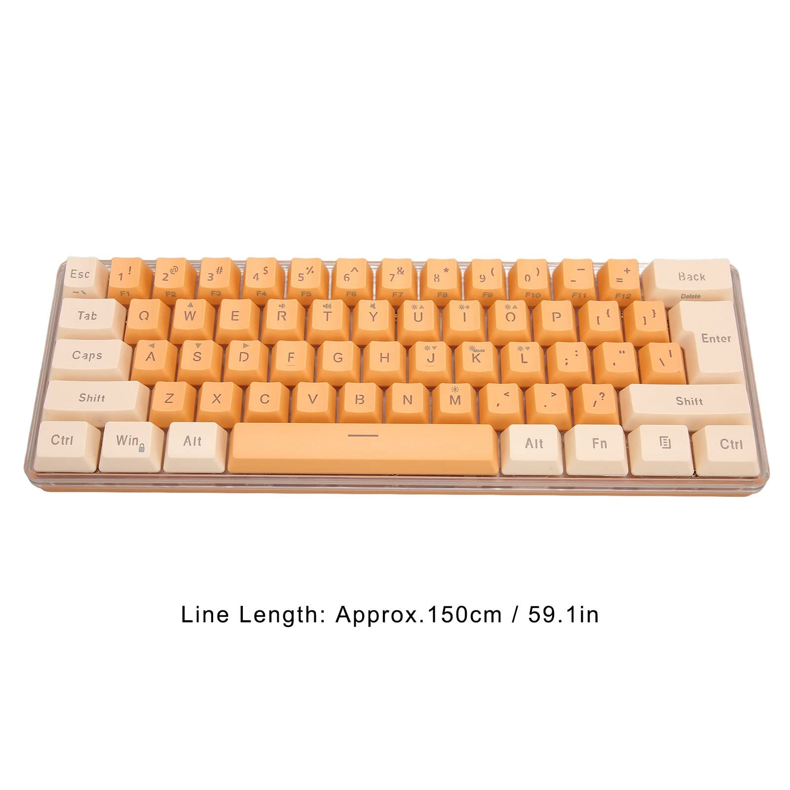 NIZUUONE 61 Key RGB Backlit Mechanical Gaming Keyboard - USB Wired, Tactile Switches for PC/Mac, Beige & Orange Design - Perfect for Office Work, Gaming & Typing Enthusiasts