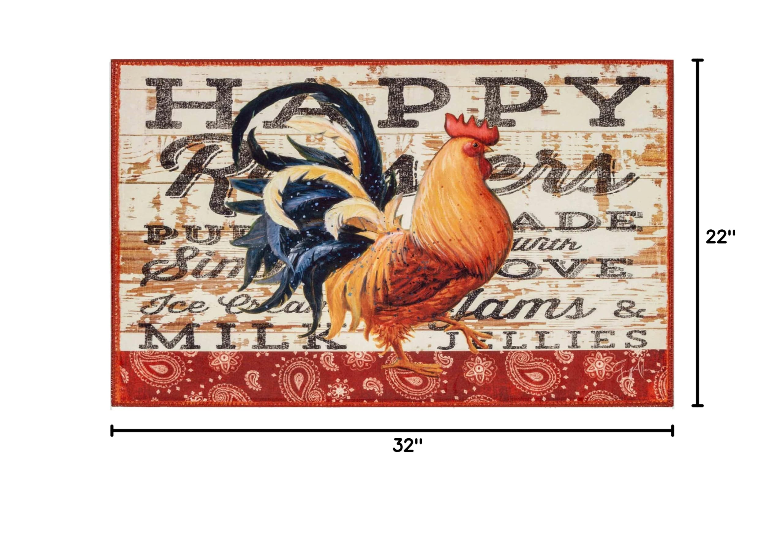 Happy Rooster Farmhouse Kitchen Rug - 22