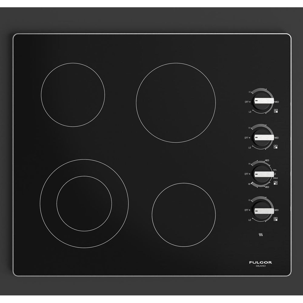 Fulgor Milano 24-inch 300 Series 4-Burner Electric Cooktop with Glass Ceramic Surface - Stainless Steel (F3RK24S2) | Perfect for Modern Kitchens & Professional Cooking