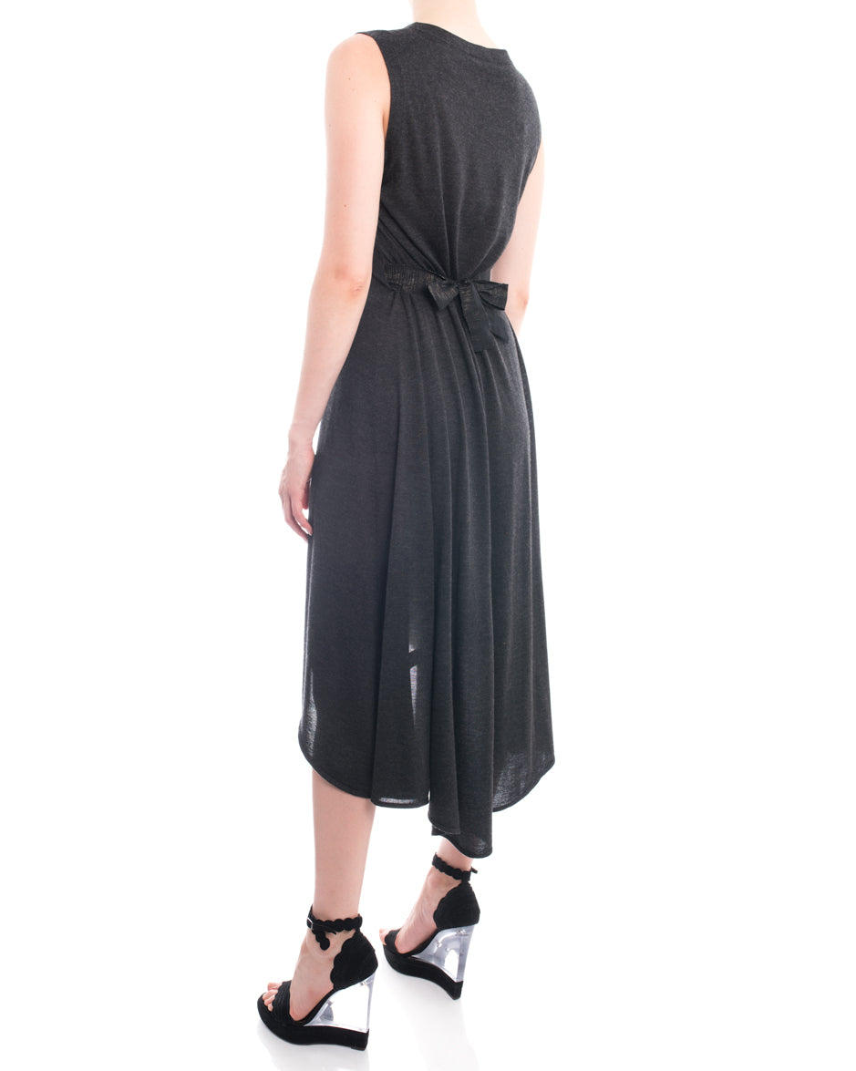 Brunello Cucinelli Women's Long Sleeveless Cashmere Knit Belted Dress - Grey Size M | Elegant Office Wear & Evening Cocktail Party Outfit
