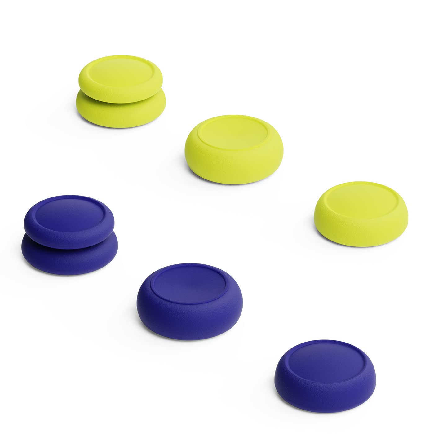 Skull & Co. Thumb Grip Set, Joystick Caps & Analog Stick Covers for Nintendo Switch & Switch OLED Joy-Con Controllers - Neon Blue + Yellow, 3 Pairs (6 Pieces) - Perfect for Gaming Comfort & Enhanced Grip During Long Play Sessions