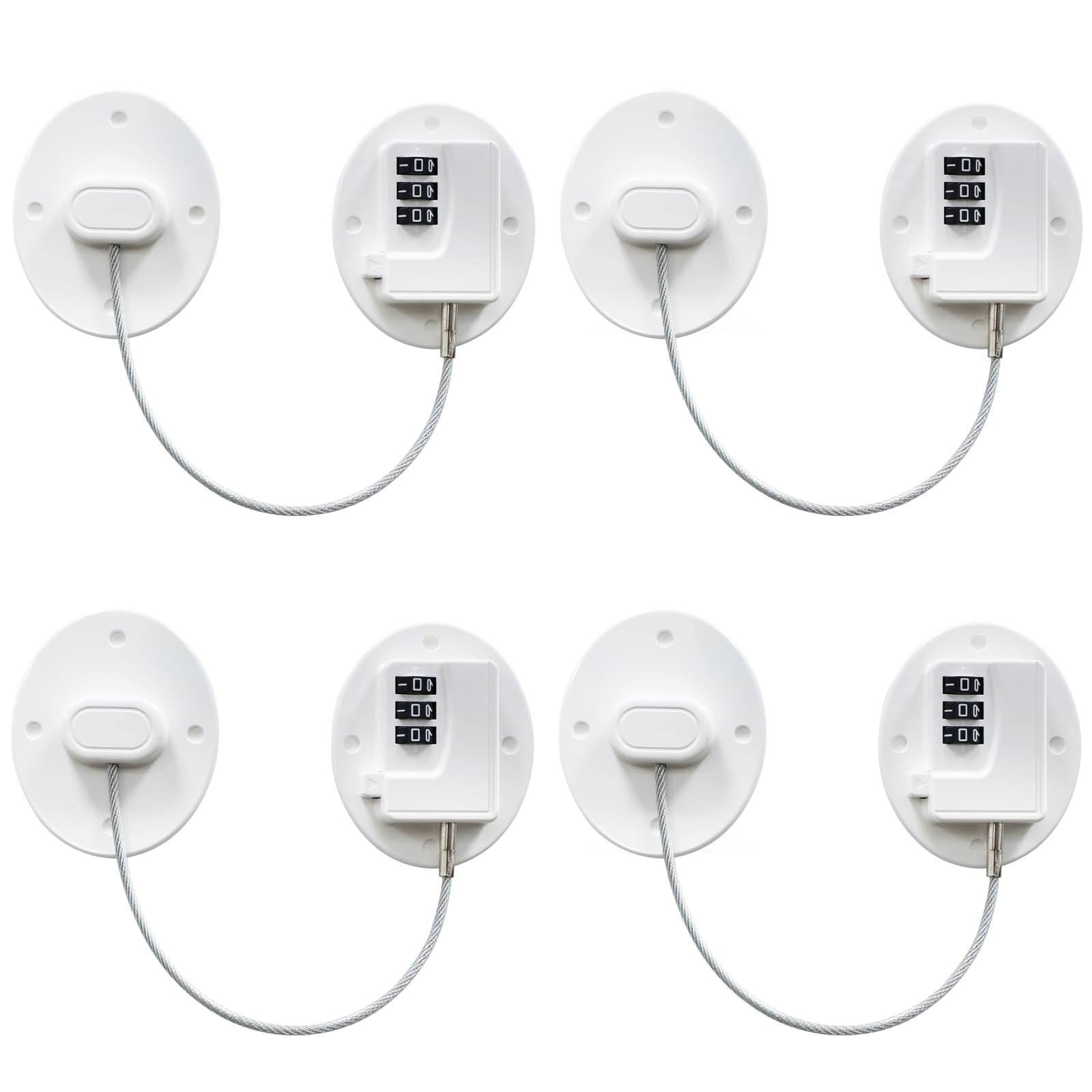 AOSITE 4-Pack White Refrigerator Lock Combination - Child Proof Fridge Locks for Adults & Kids, Strong Adhesive Mini Fridge Security Locks - Perfect for Home, Office, Dorm & Travel Use