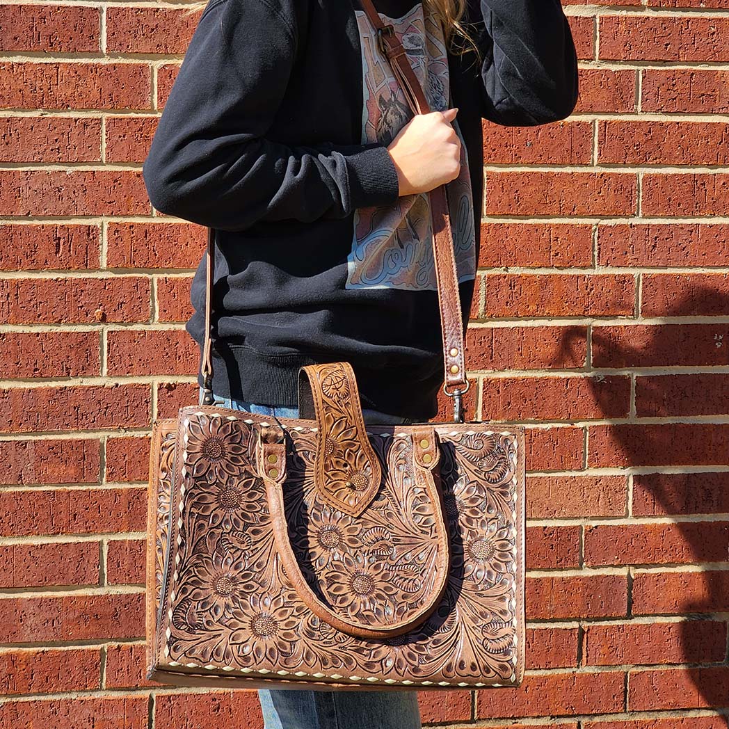 American Darling Large Tooled Leather Handbag for Women - Stylish & Spacious Crossbody Bag for Work, Travel & Everyday Use
