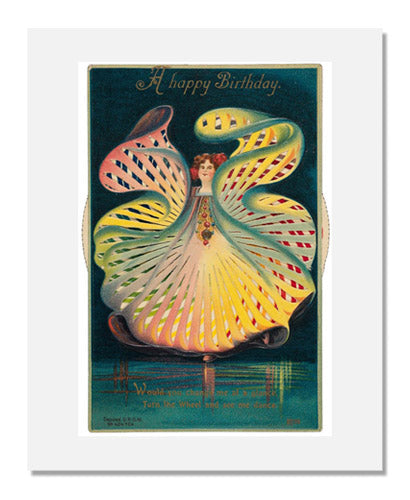 Vintage Kaleidoscopic Postcard - Colorful Dress Girl by Alfred Stiebel & Co. | Perfect for Collectors, Home Decor & Scrapbooking