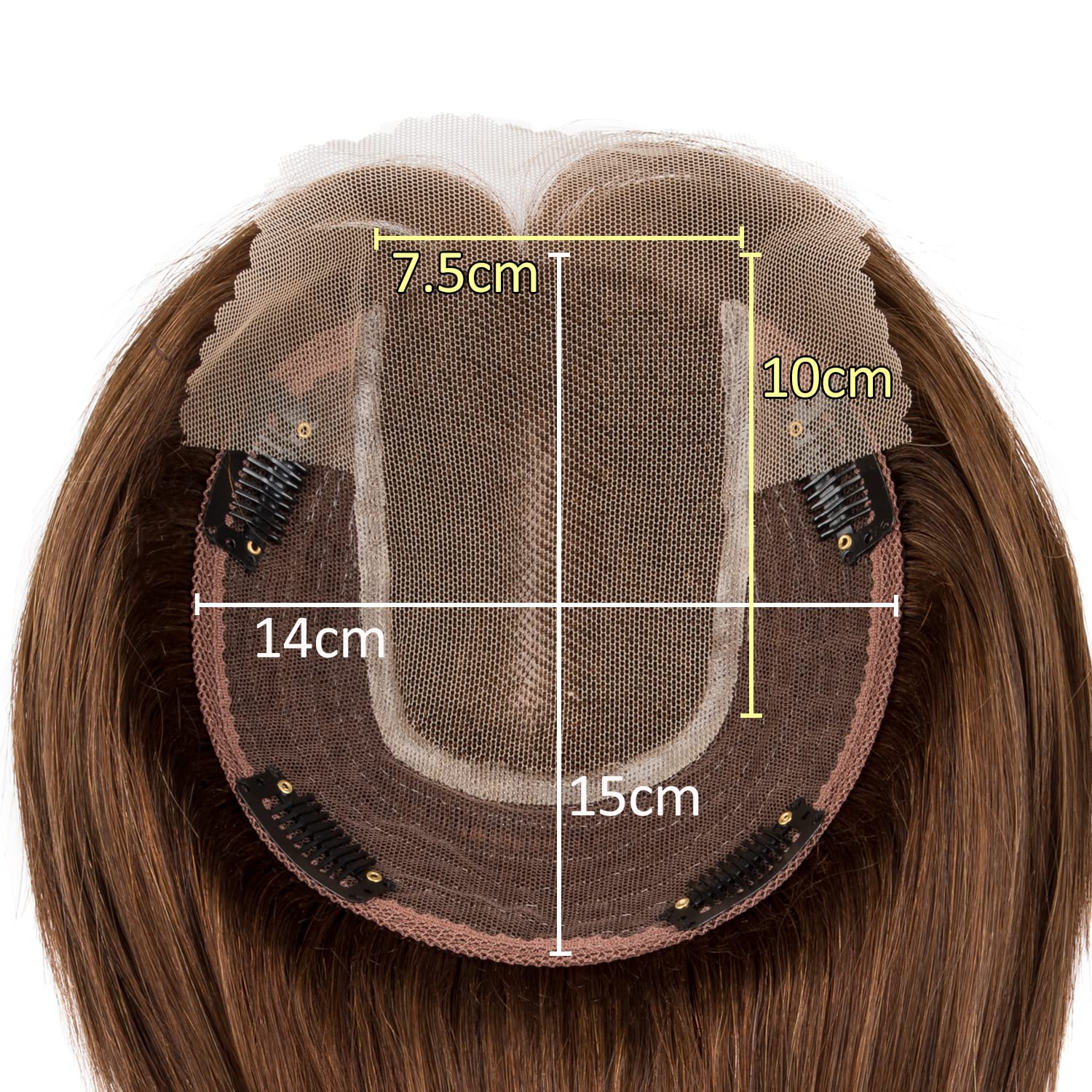 JIAJIA Teresa Lace Front Human Hair Topper for Women - 130% Density Mono Base Clip-in Hairpiece, Hand-Tied Volumizing Hair Topper for Thinning Hair (12 Inch, Color 4#) | Perfect for Daily Wear, Special Occasions & Hair Loss Solutions