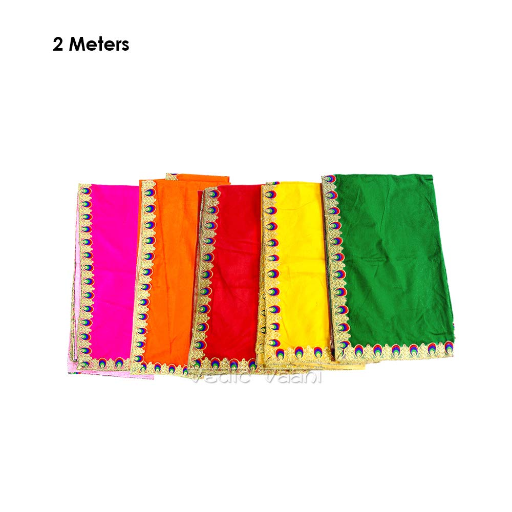 Vedic Vaani Premium Makhmal Cloth for Pooja - 2 Meter Temple Altar Cover, Mandir Assan & Prayer Table Cloth - Perfect for Hindu Worship, Home Shrine Decor & Spiritual Ceremonies