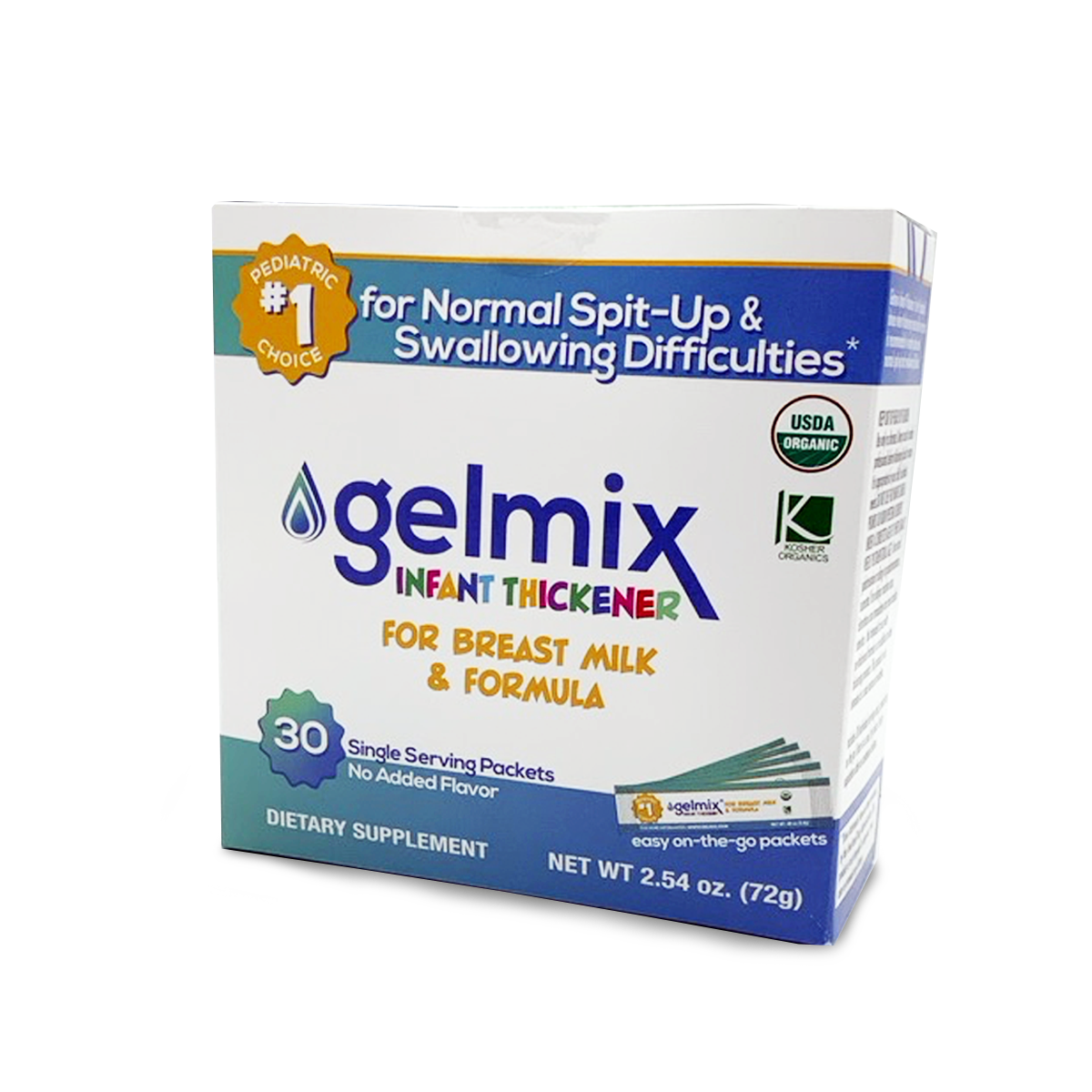Gelmix Infant Thickener for Baby Formula & Breast Milk - Safe & Effective Thickening Agent for Reflux, Dysphagia & Swallowing Difficulties - Perfect for Bottle Feeding & Transitioning to Solids