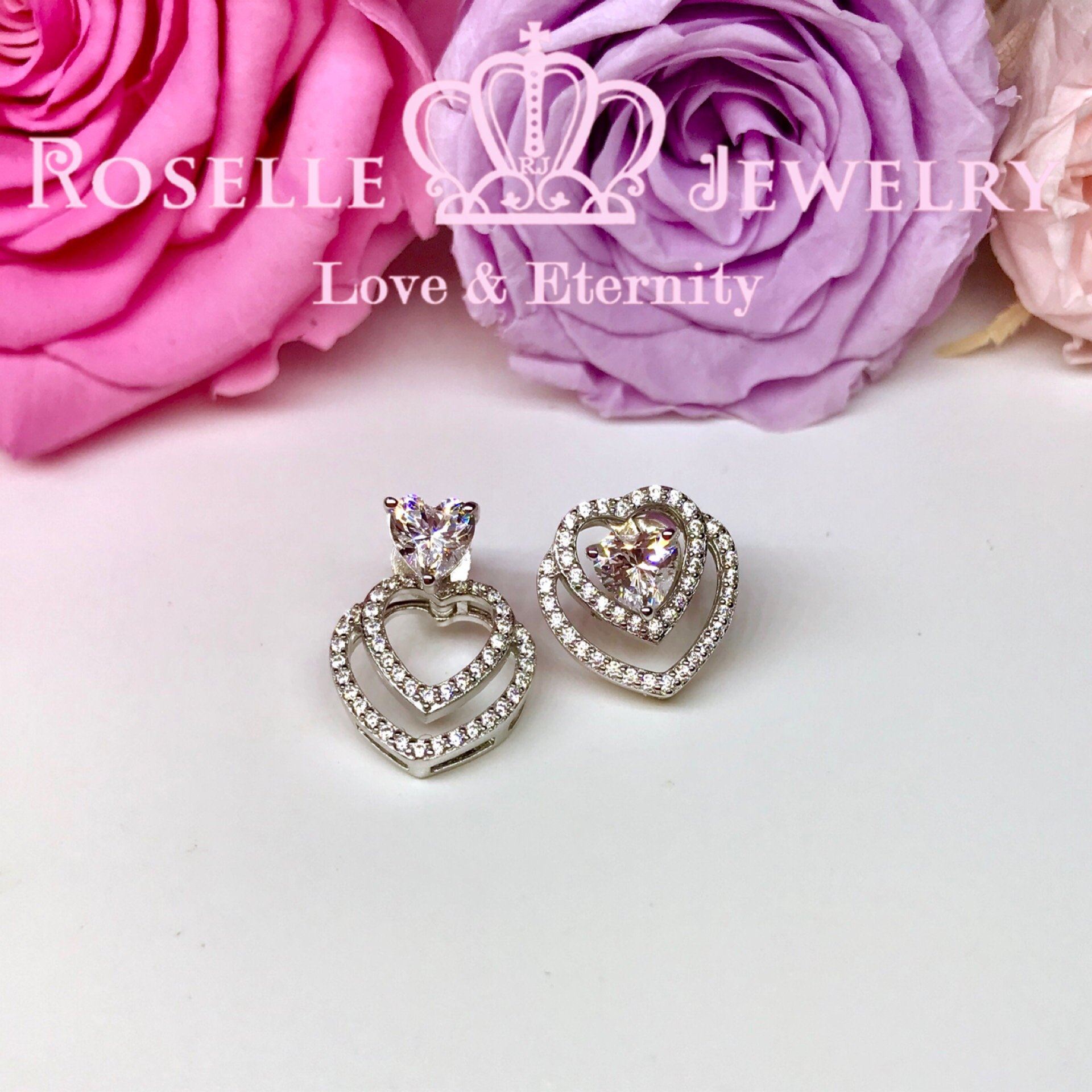 Detachable Heart Shape Halo Stud Earrings for Women - 14K Gold Plated Cubic Zirconia Earrings - Valentine's Day Gift, Anniversary Present, Romantic Date Night Jewelry