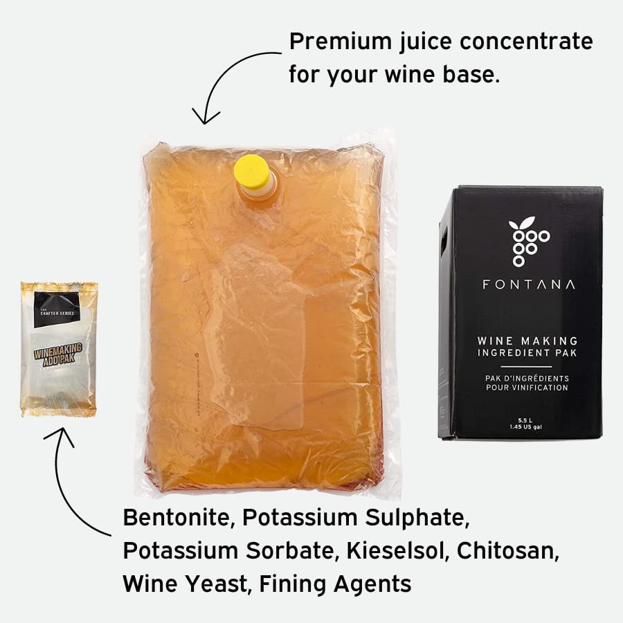Premium Fontana French Chardonnay Wine Making Kit - 6 Gallon Batch (Makes 30 Bottles) | Complete Ingredients for Home Winemaking | Perfect for Parties, Gifts & Special Occasions
