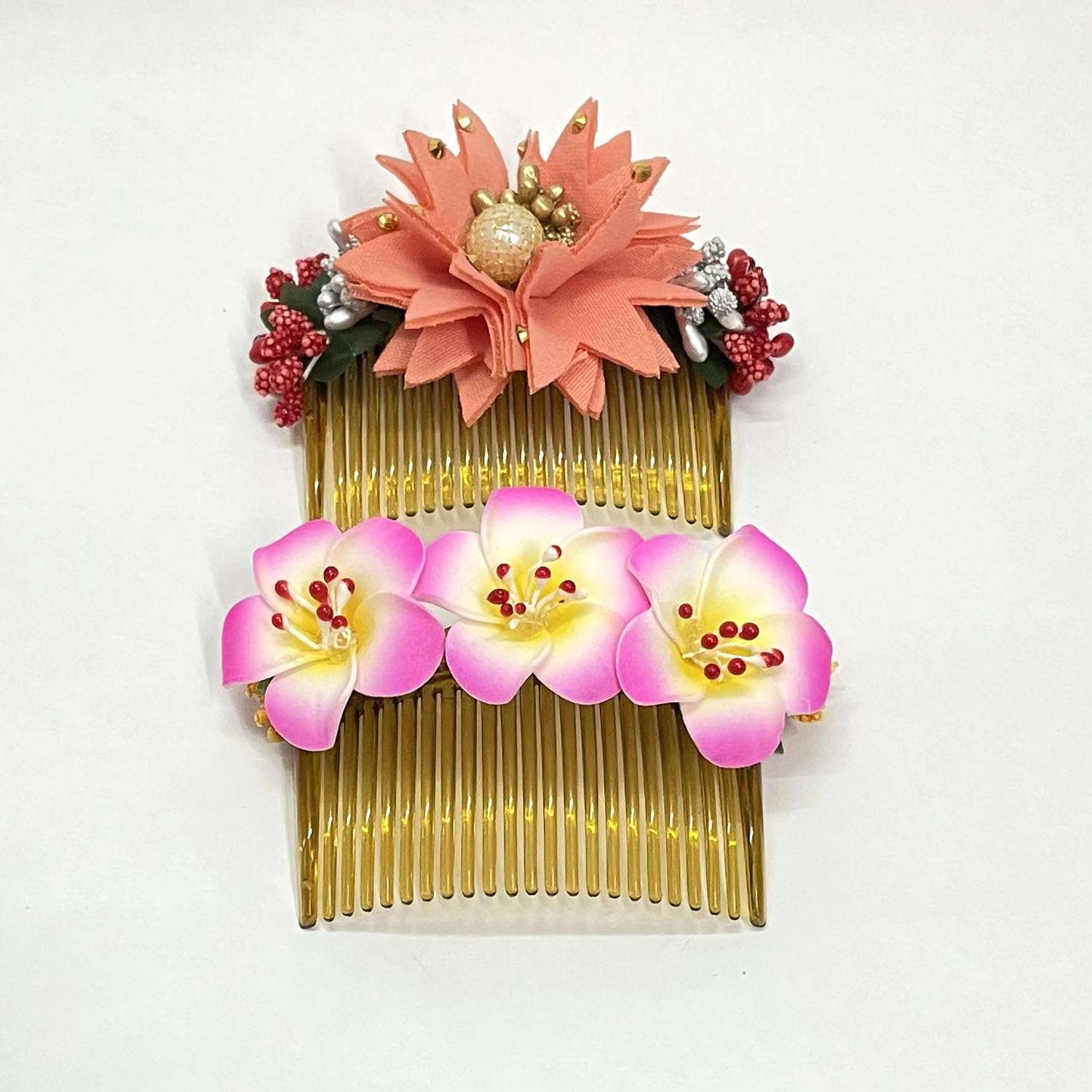 Stylish Women's Hair Accessories - 2-Pack Bridal Bun Comb Clips with Floral Design for Weddings, Parties & Special Occasions | GuruEmbelish Hair Jewelry for Elegant Updos & Hairstyles