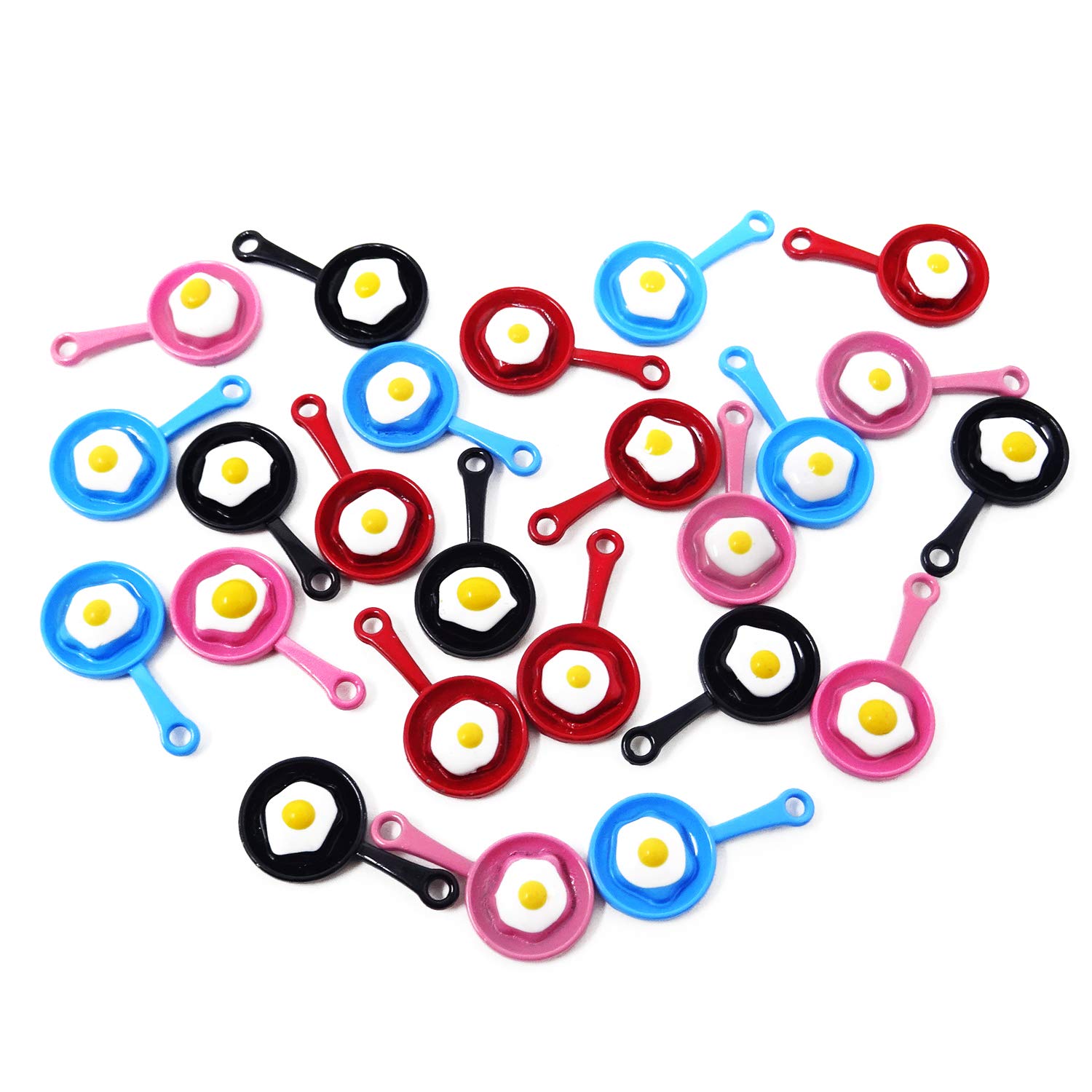 Honbay 24PCS Alloy Frying Pan with Egg Enamel Charms - DIY Jewelry Making Kit for Earrings & Bracelets (4 Colors) - Perfect for Crafting, Gifts & Fashion Accessories