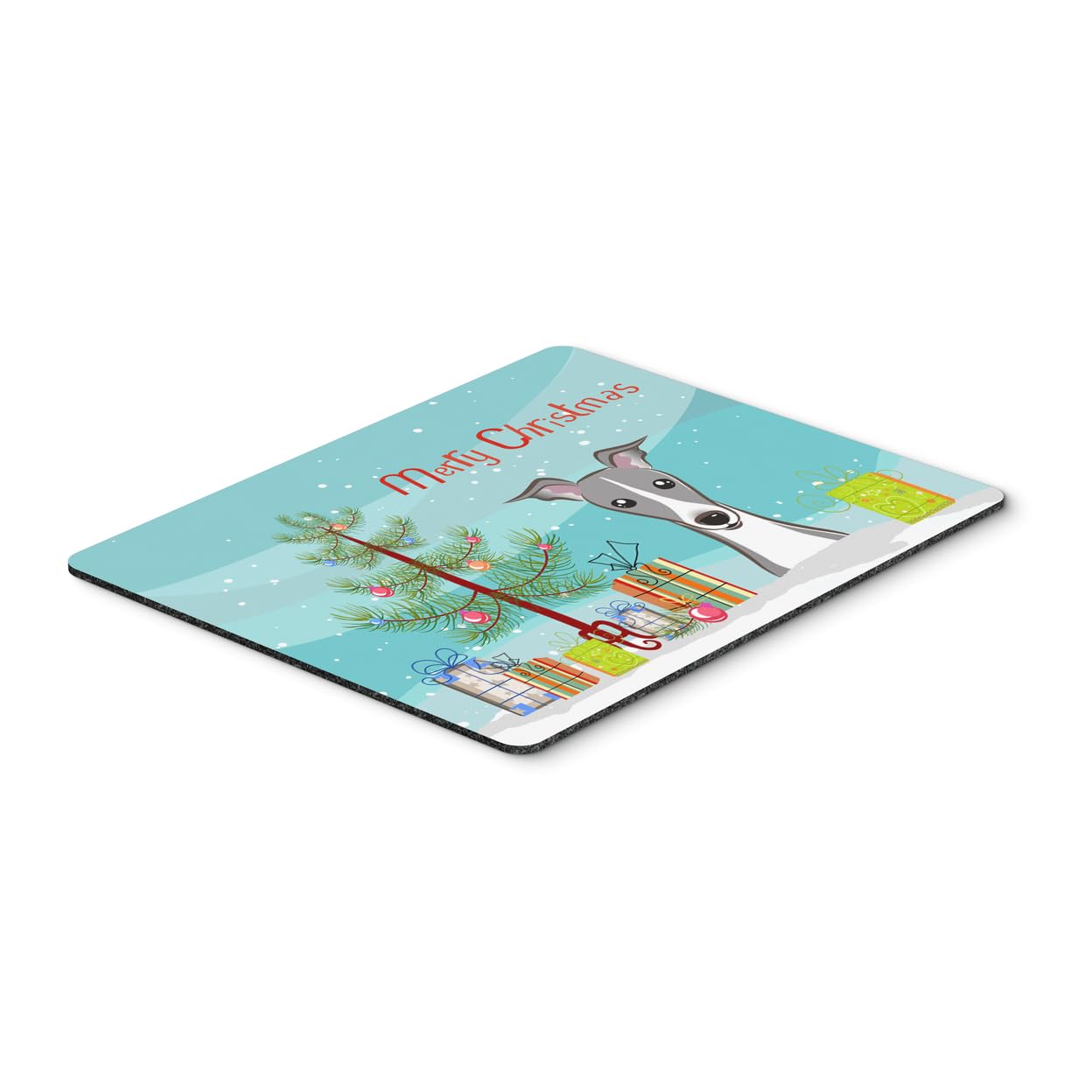 Christmas Tree & Italian Greyhound Mouse Pad - Large Washable Non-Slip Desk Mat for Computer, Laptop, Gaming & Office Use | Holiday Home Decor & Kitchen Trivet