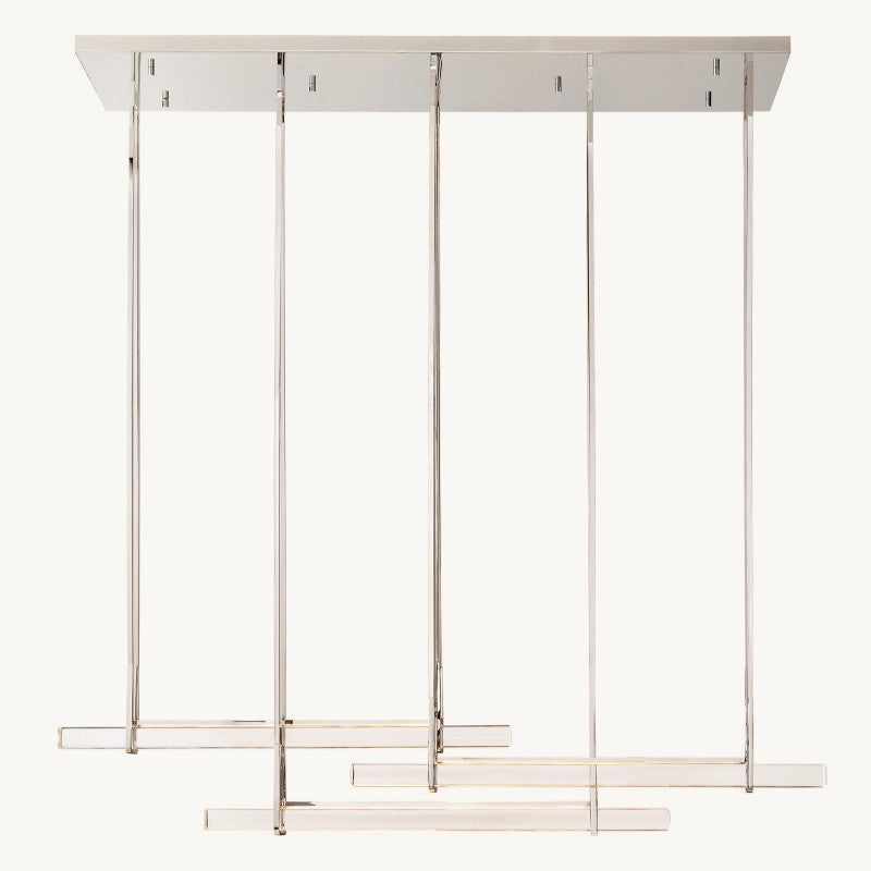 Modern Ausle Triple Bar Linear Chandelier - Sleek Gold Finish LED Hanging Light Fixture for Dining Room, Kitchen Island & Living Room Decor