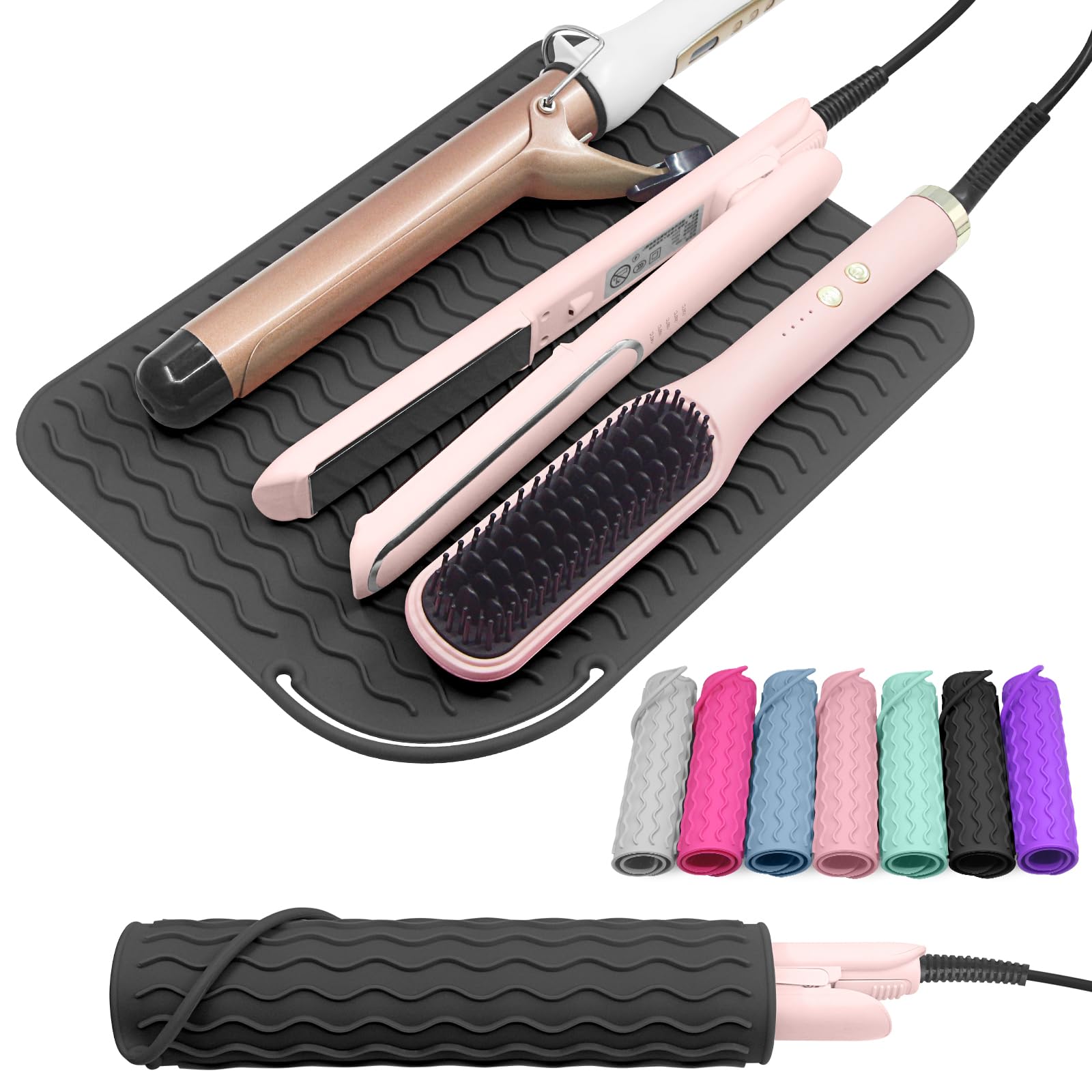 **Heat Resistant Silicone Mat for Hair Styling Tools - 12