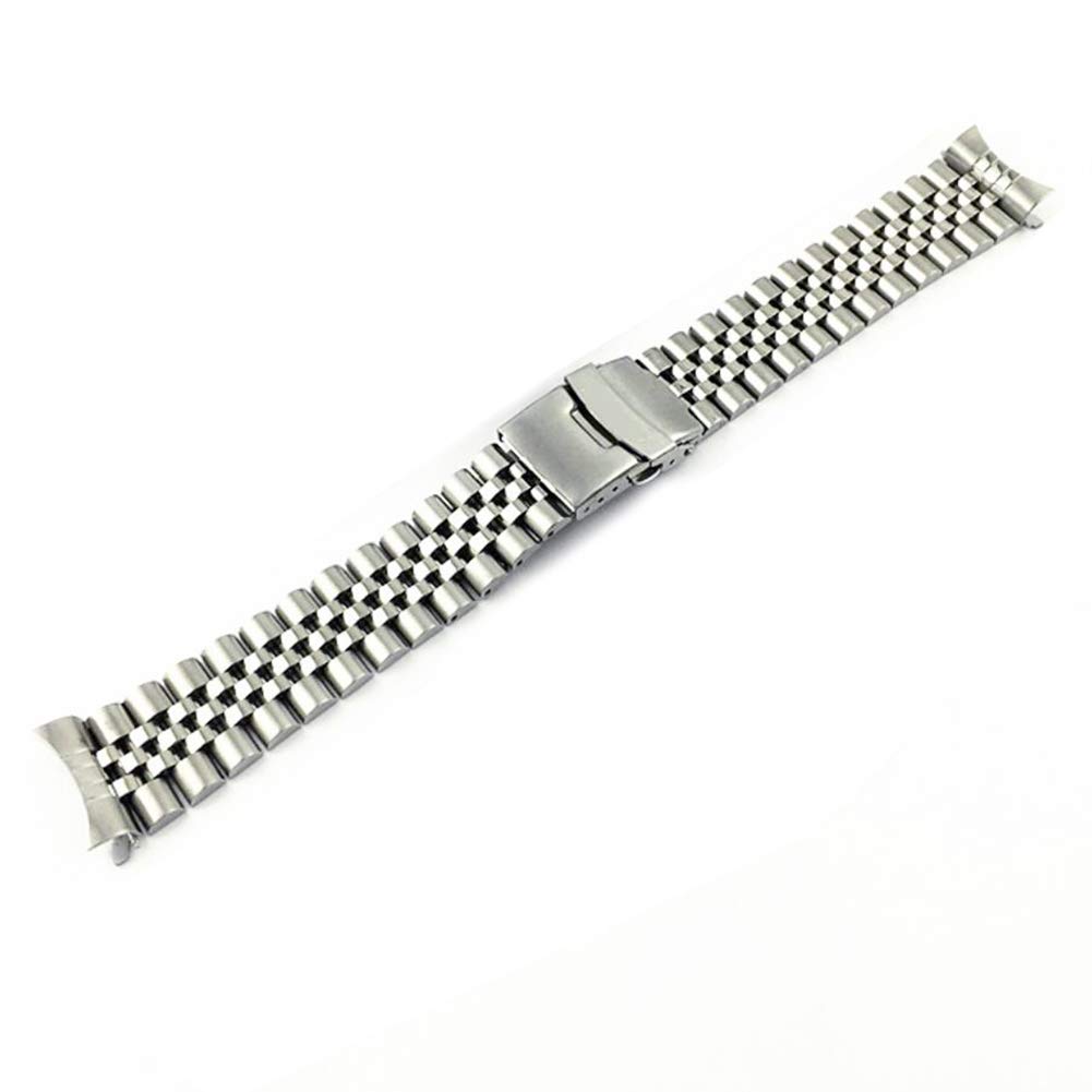 Premium Curved Stainless Steel Watch Band - Adjustable Metal Bracelet Strap with Secure Buckle Clasp | Perfect for Apple Watch, Samsung Galaxy & Smart Watches | Dress, Sports & Everyday Wear