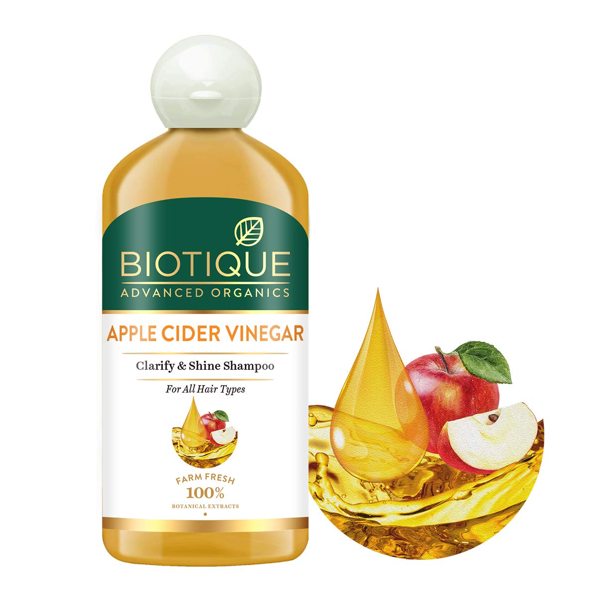 Biotique Apple Cider Vinegar Shampoo for All Hair Types - 300ml | Clarifying & Volumizing | Sulfate-Free & Natural Ingredients | Perfect for Daily Use & Scalp Care