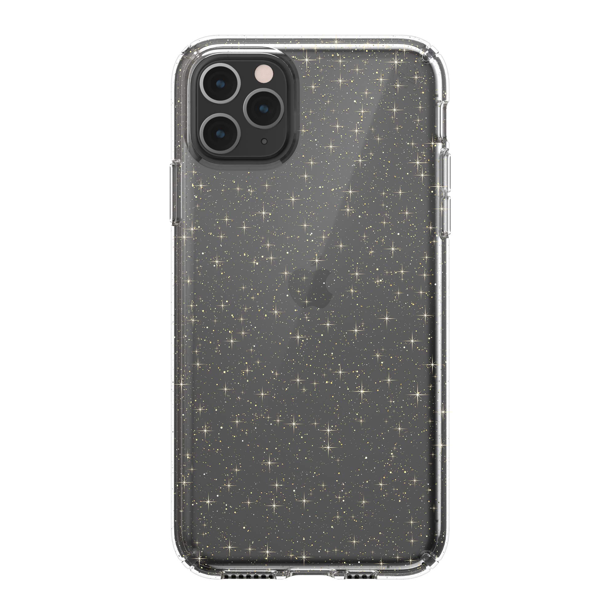 Speck Presidio Clear + Glitter iPhone 11 Pro Max Case - Ultra Thin Slim Hard Protective Cover with Anti-Scratch Technology, Clear/Gold Glitter (130027-5636) - Perfect for Everyday Protection & Style Enhancement