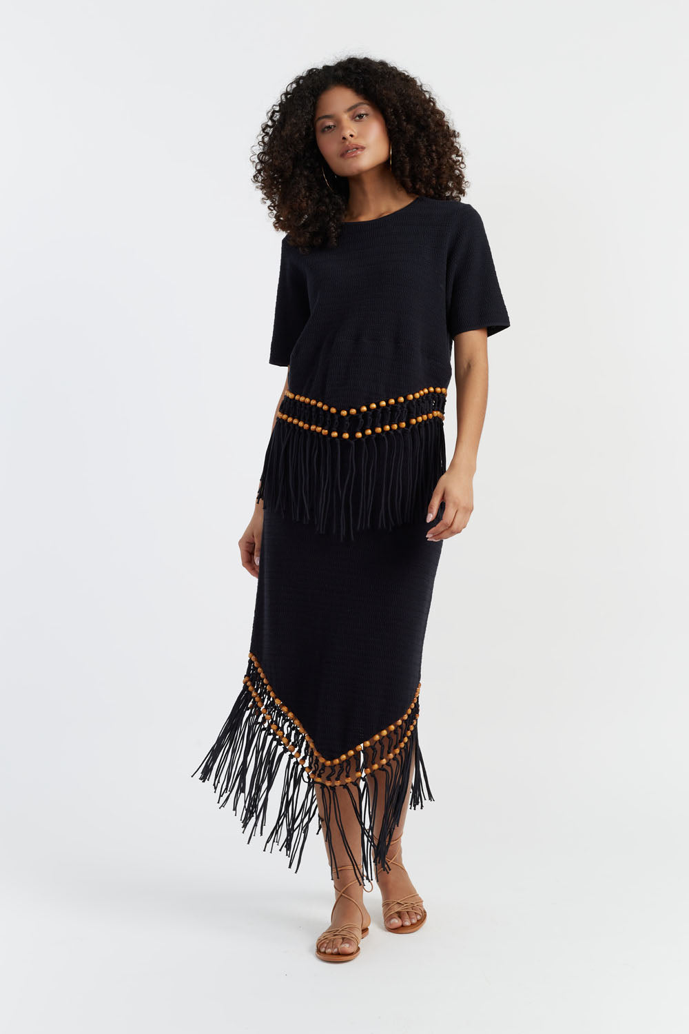 Black Beaded Skirt by Laura Whitmore - Elegant Party Wear for Women | Perfect for Evening Events, Weddings & Special Occasions