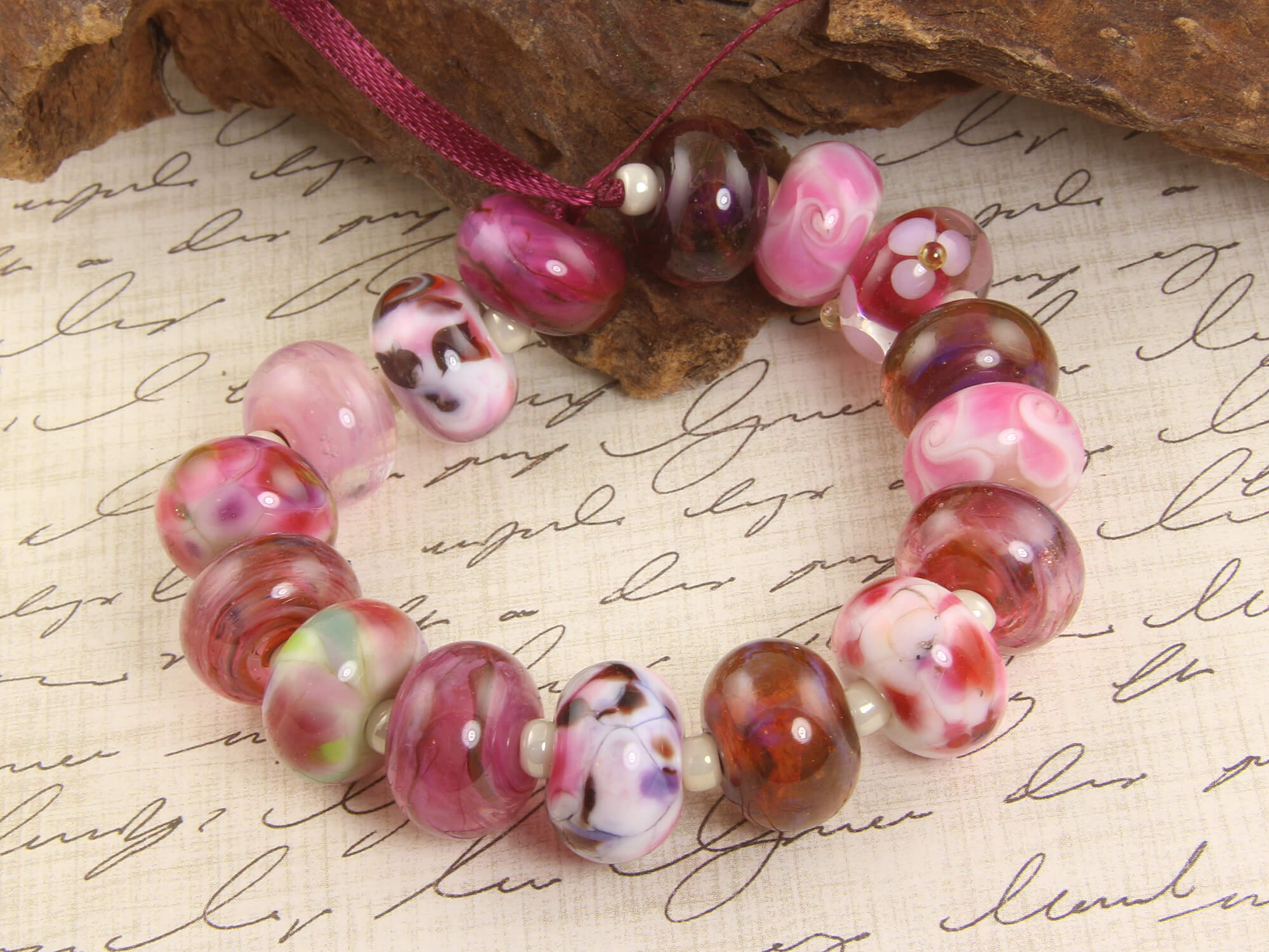 Pink Mix Orphans Lampwork Glass Beads Set for Jewelry Making - DIY Bracelets, Necklaces, and Craft Projects (SRA)
