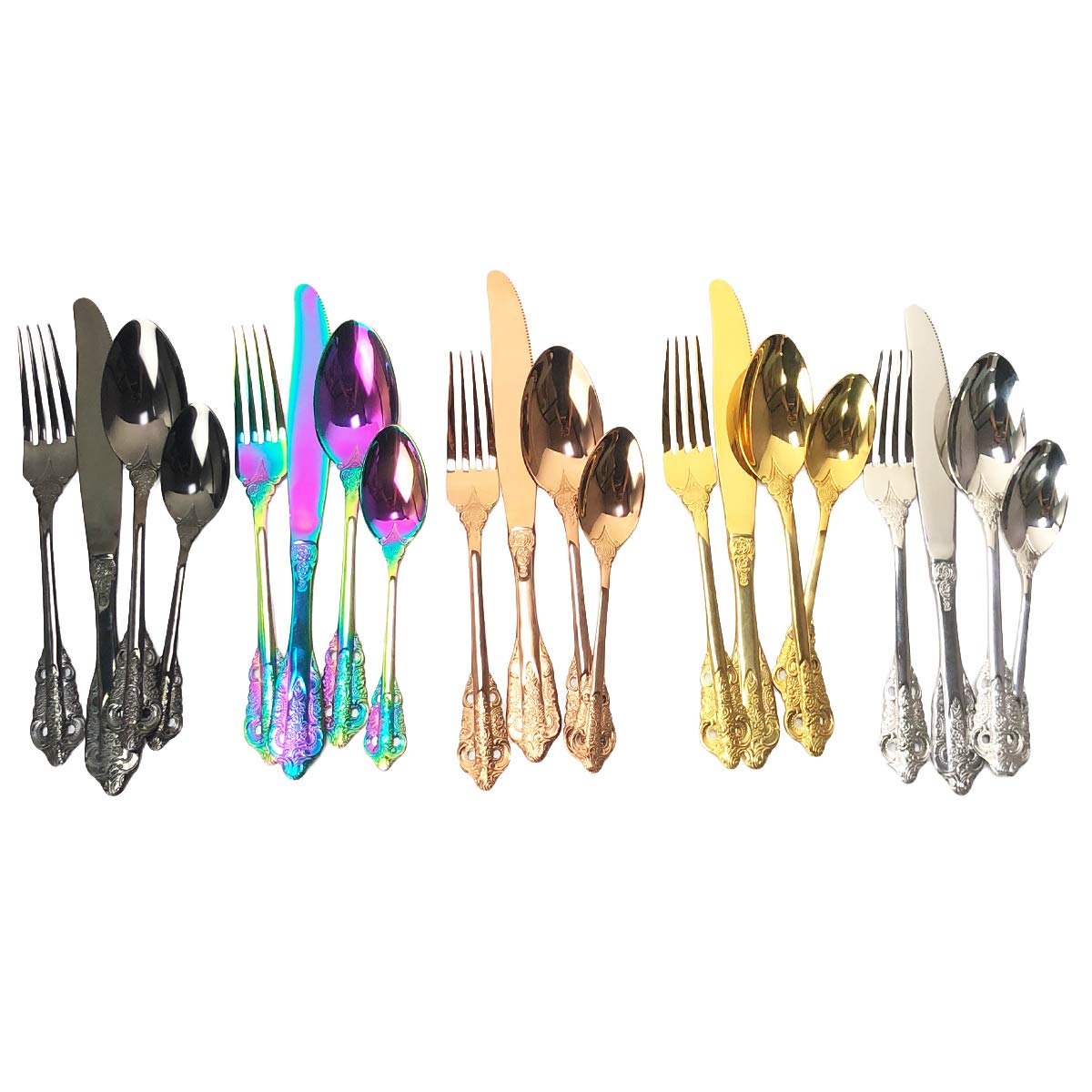 Premium Gugrida 4-Piece 304 Stainless Steel Flatware Set - Gold & Silver Mirror Finish Cutlery for Home, Restaurant, Wedding & Party - Dishwasher Safe Utensils - Perfect for Fine Dining, Gifts & Special Occasions