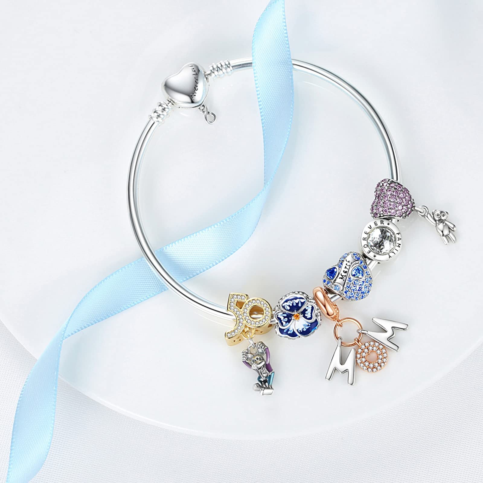 925 Sterling Silver Birthstone Charms for Bracelet - Personalized Charm Beads & Pendants for DIY Jewelry Making - Perfect Birthday Gift for Women, Mom, Daughter - Ideal for Bracelets, Necklaces & Special Occasions
