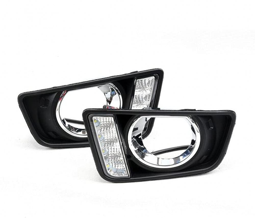 2PCS White LED Daytime Running Lights (DRL) Replacement for Toyota Hilux REVO 2015-2016 - Bright Durable Car Accessories for Enhanced Visibility & Safety During Daytime Driving
