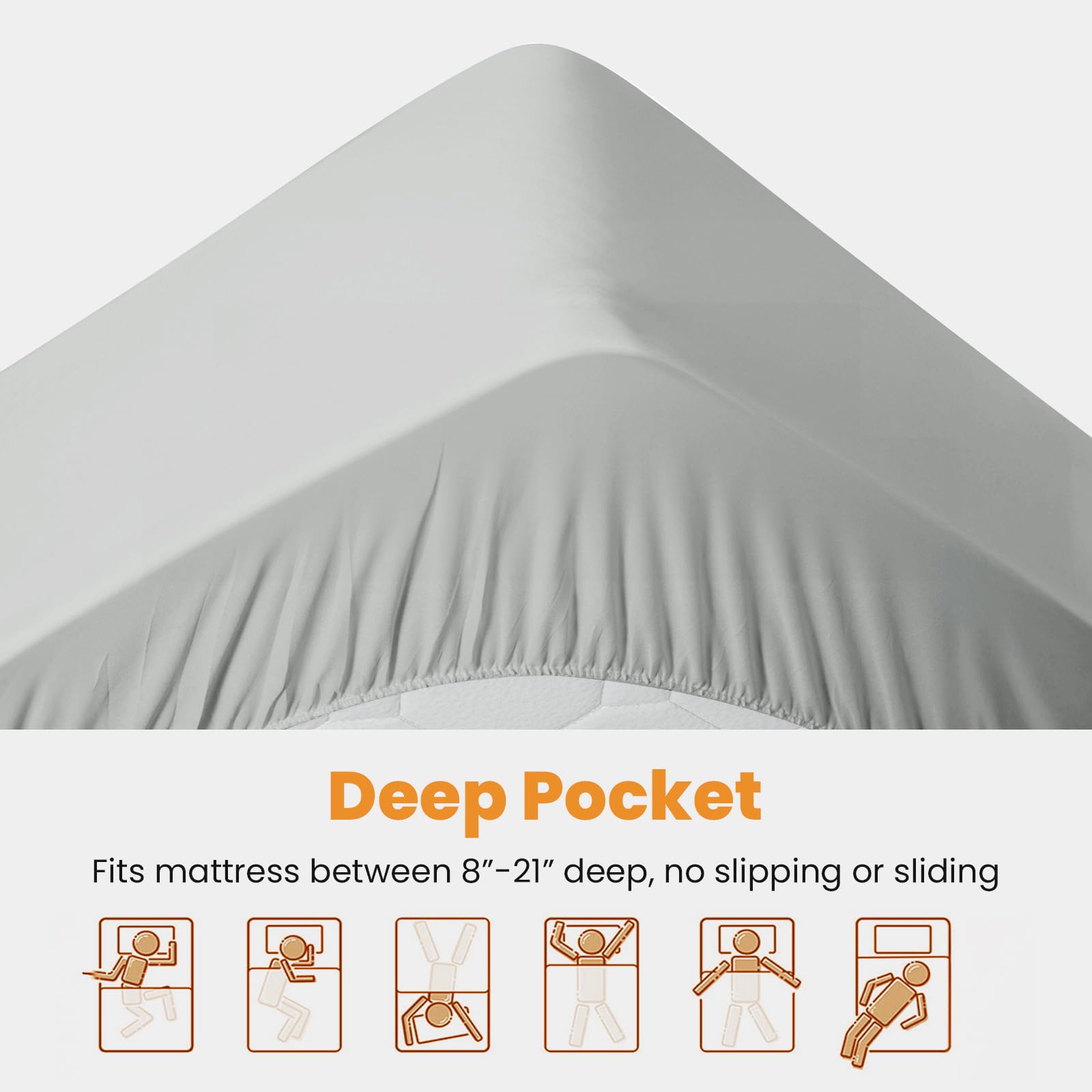 MATBEBY Cooling Breathable Quilted Fitted Mattress Pad - Full Size, Ultra Soft & Fluffy, Stretches up to 21 Inch Deep, Light Grey - Perfect Mattress Topper & Protector for Hot Sleepers, Allergy Relief & Enhanced Comfort in Bedrooms, Guest Rooms & Dormitories