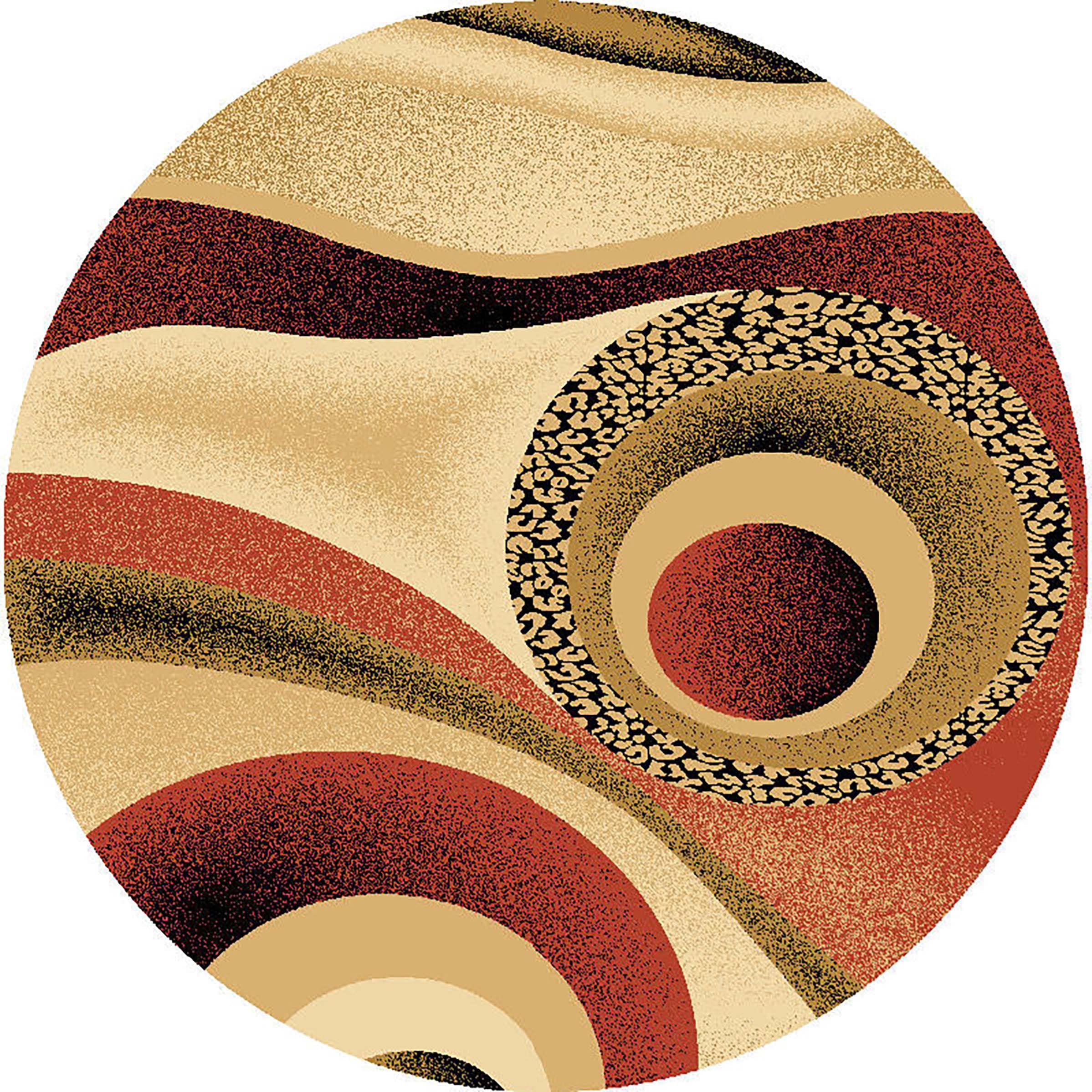 6ft Round Abstract Modern Rug - Premium Thick Colorful Contemporary Area Carpet for Living Room, Bedroom, Office - Orange Terracotta Design (1504) | Soft Floor Covering for Home Decor & Interior Design