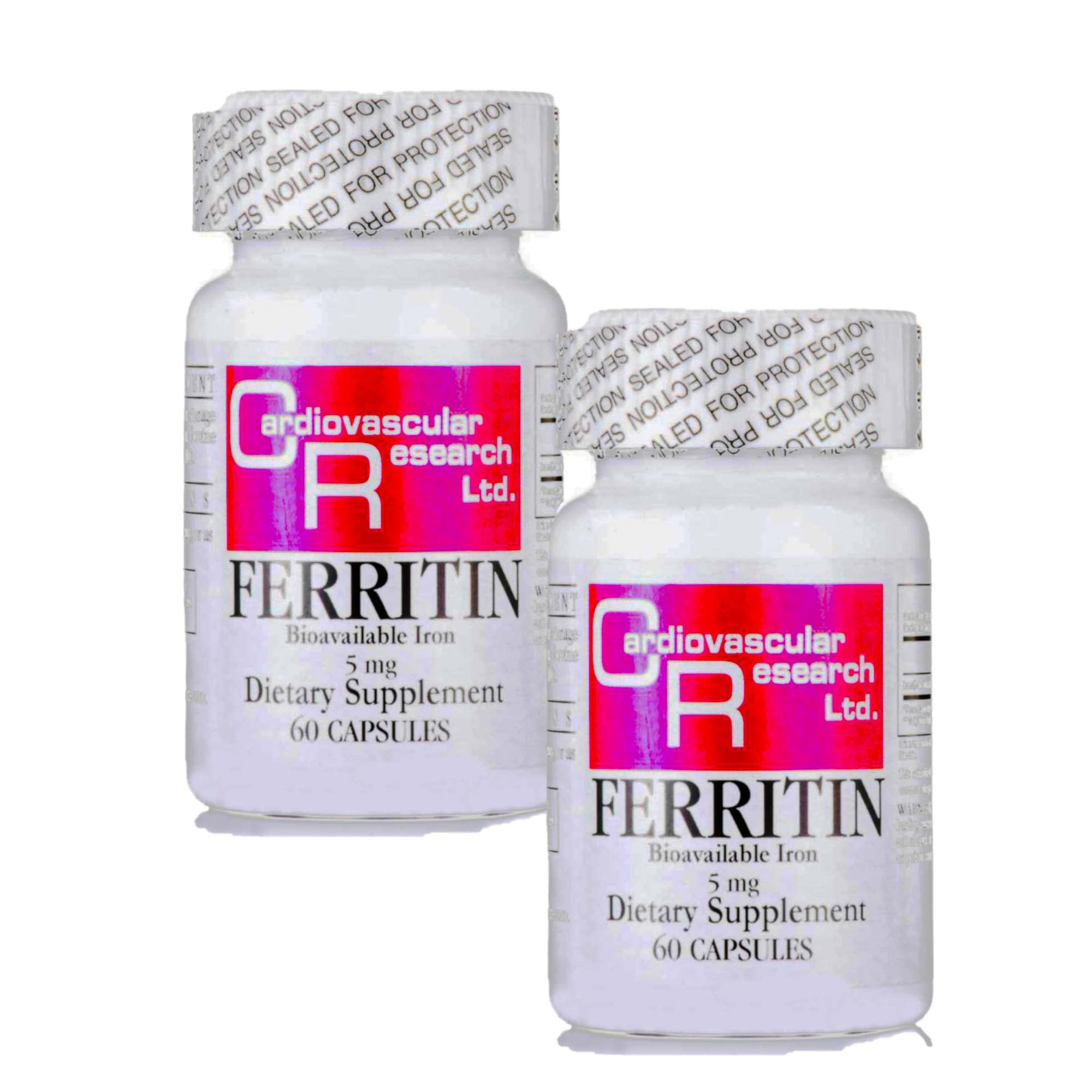 Bioavailable Iron Ferritin Supplement for Cardiovascular Health - 60 Capsules (Pack of 2) | Supports Energy, Blood Health & Athletic Performance