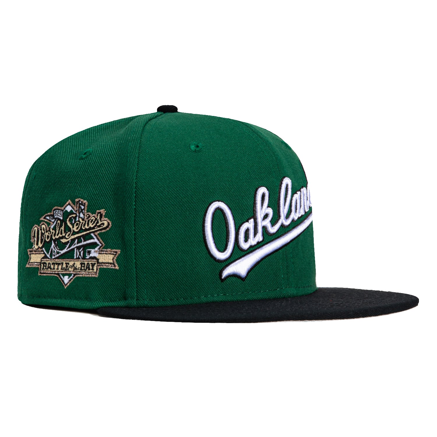 Mitchell & Ness Oakland Athletics 1989 World Series Patch Script Hat - Green & Black Vintage Baseball Cap for Men & Women - Perfect for Sports Fans, Collectors, and Casual Wear