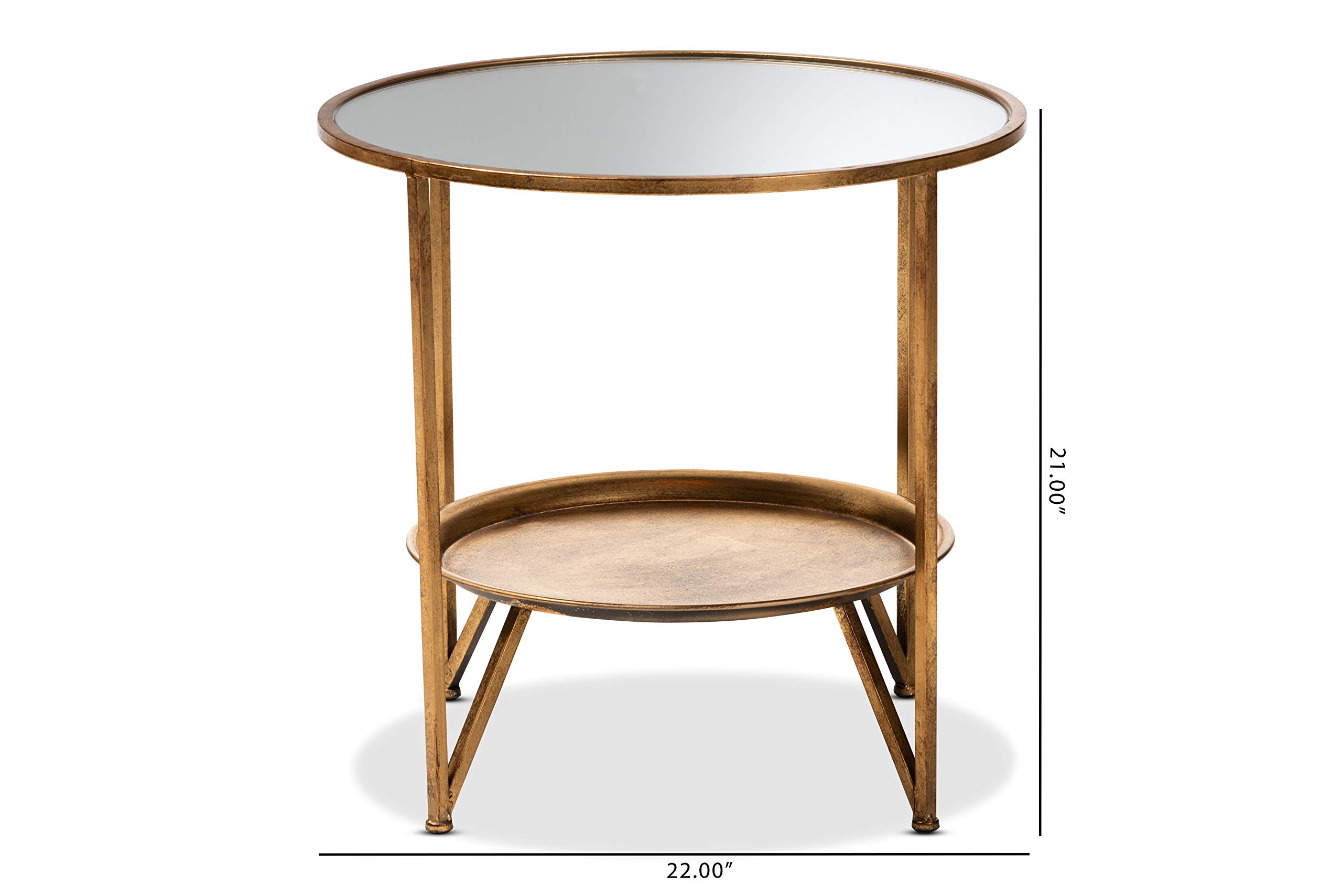 Baxton Studio Antique Gold End Table - Modern Side Table for Living Room, Bedroom & Office - Perfect for Coffee, Books & Decor